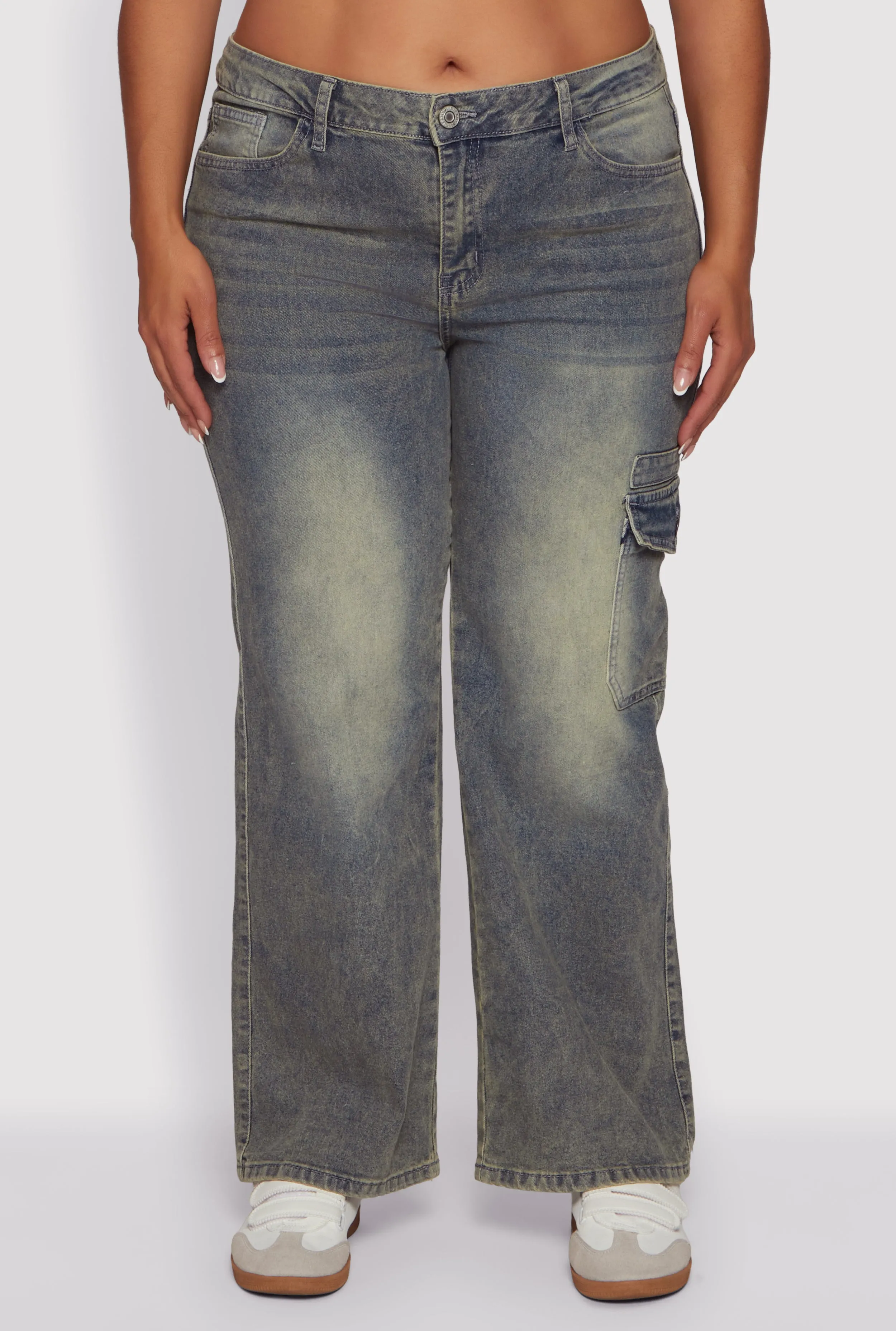 Plus Size Mid Rise Acid Wash Jeans sold by Rainbow product image thumbnail 5