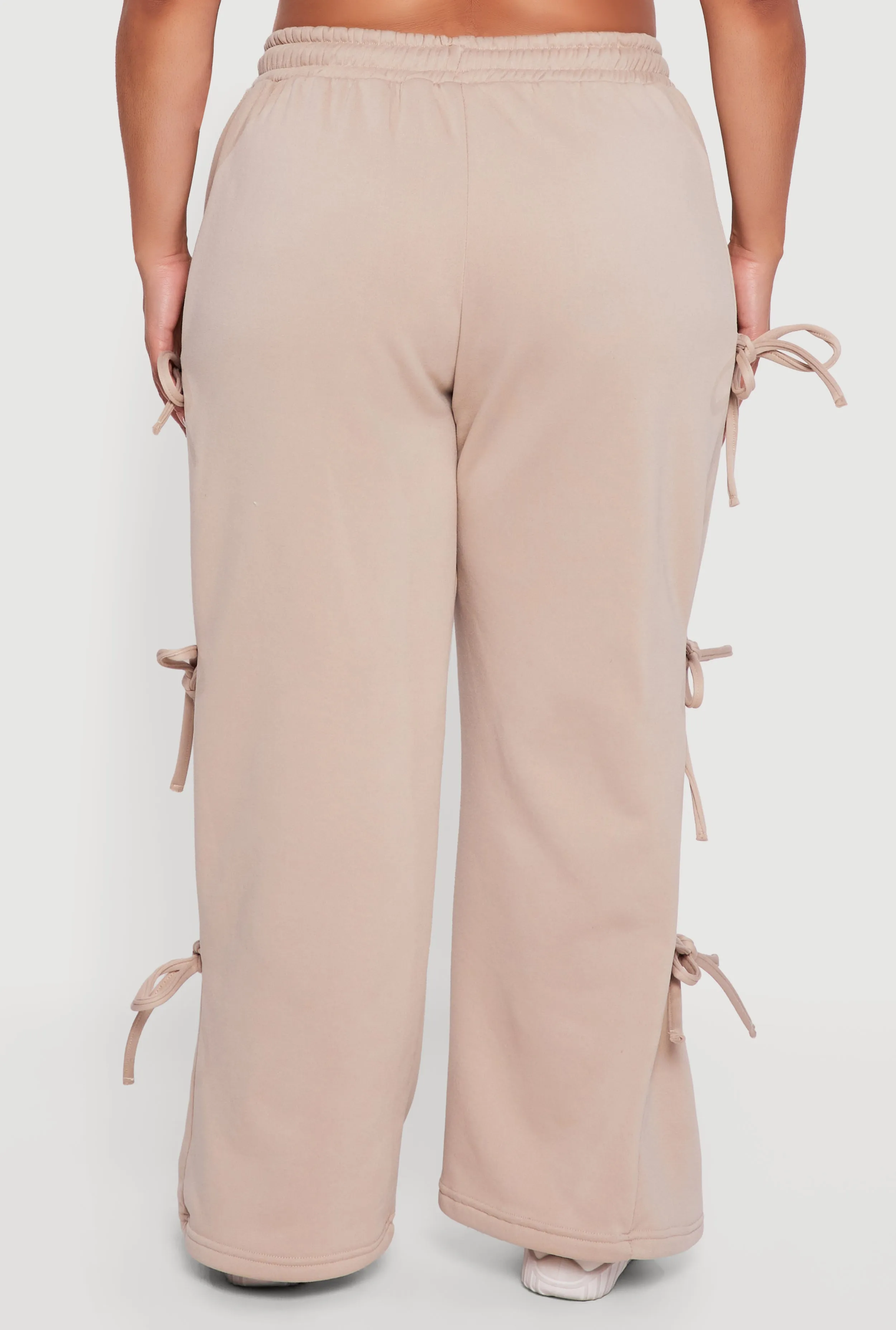 Plus Size High Waisted Fleece Sweatpants with Side Ties sold by Rainbow product image thumbnail 5