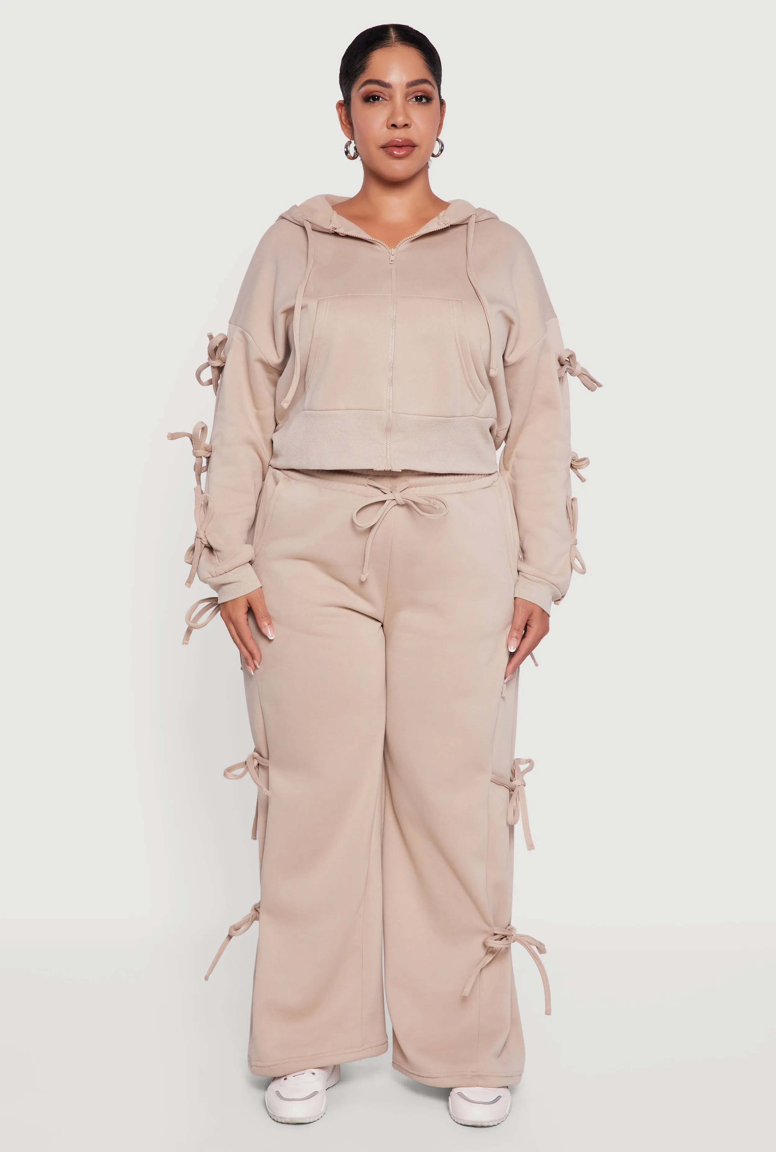 Plus Size High Waisted Fleece Sweatpants with Side Ties sold by Rainbow product image thumbnail 2