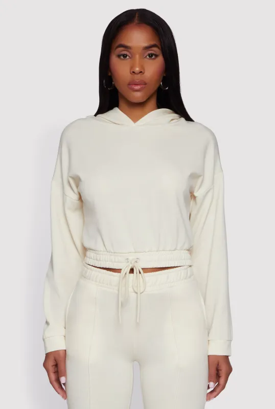 Hooded Fleece Lined Drawstring Hem Sweatshirt sold by Rainbow