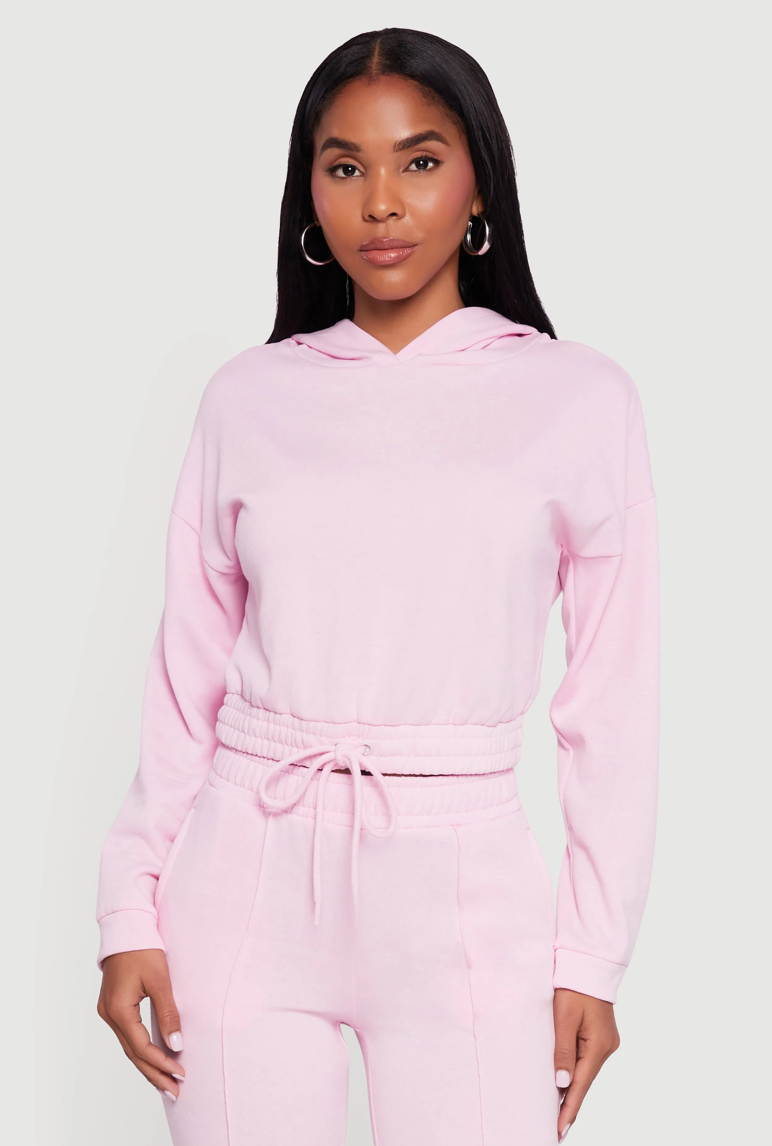 Hooded Fleece Lined Drawstring Hem Sweatshirt sold by Rainbow