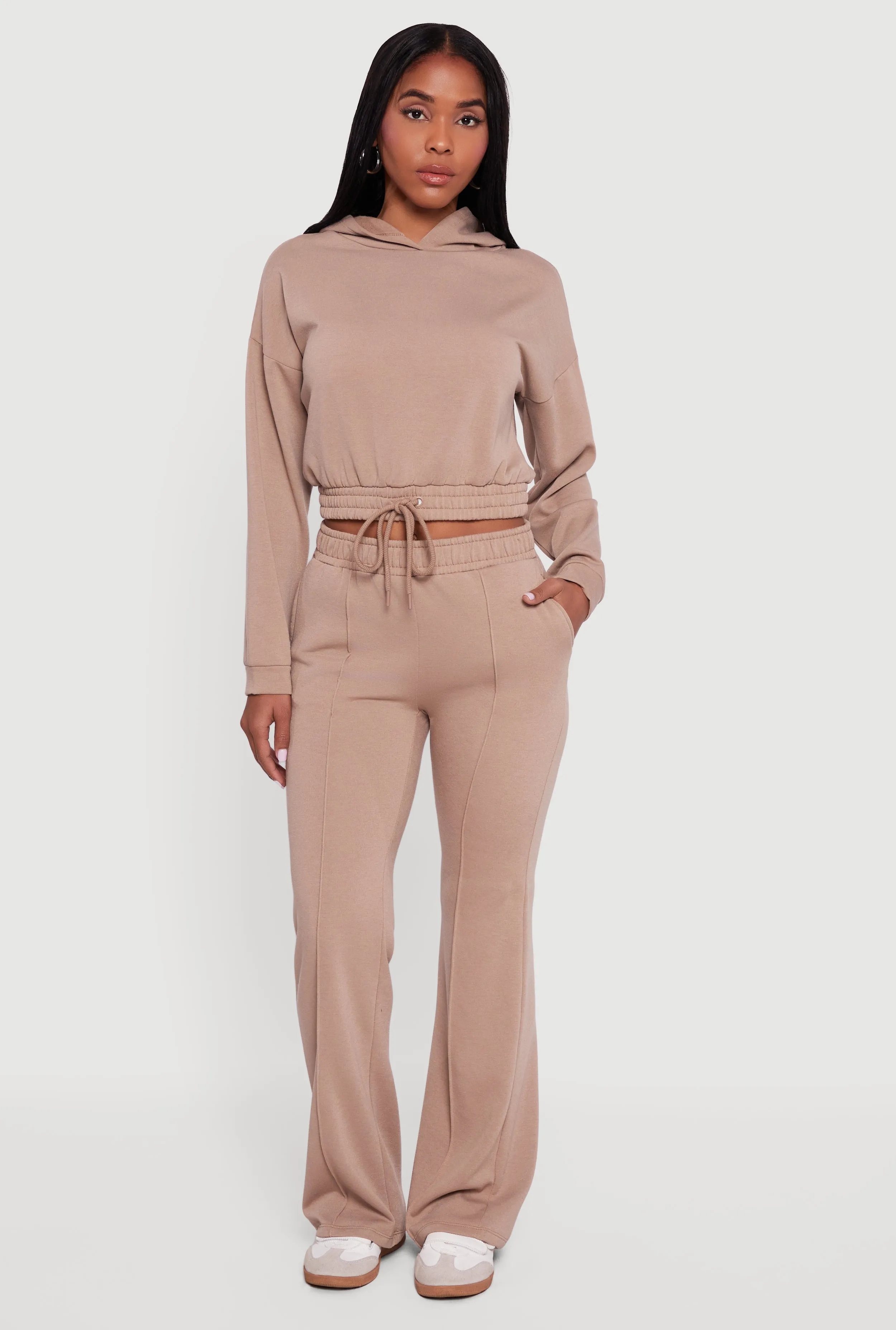 High Waisted Flare Leg Fleece Lined Sweatpants sold by Rainbow product image thumbnail 2