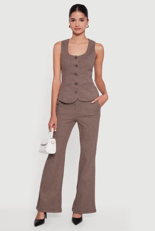 Houndstooth Flare Leg Dress Pants sold by Rainbow