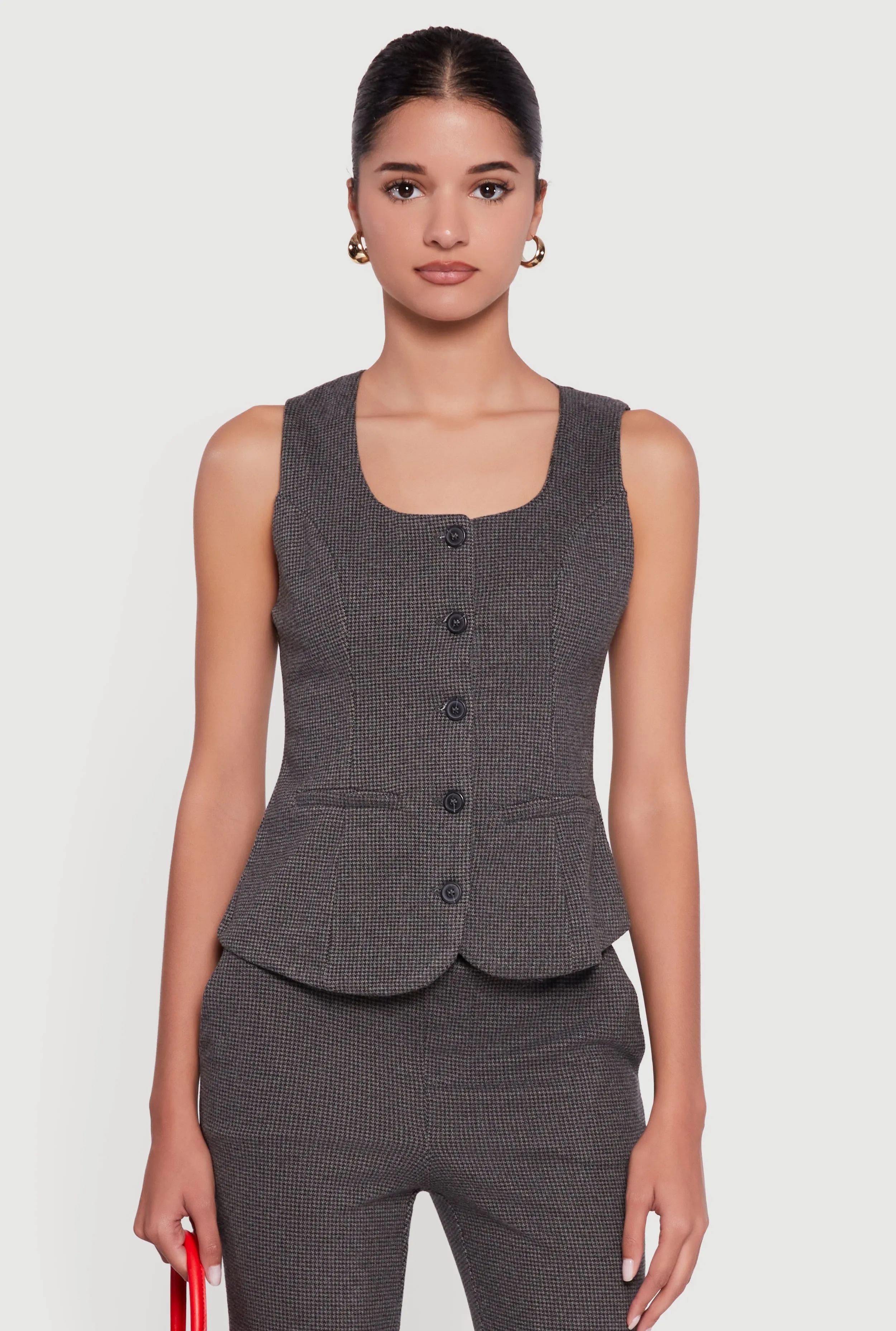 Button Front Houndstooth Blazer Vest sold by Rainbow product image thumbnail 4