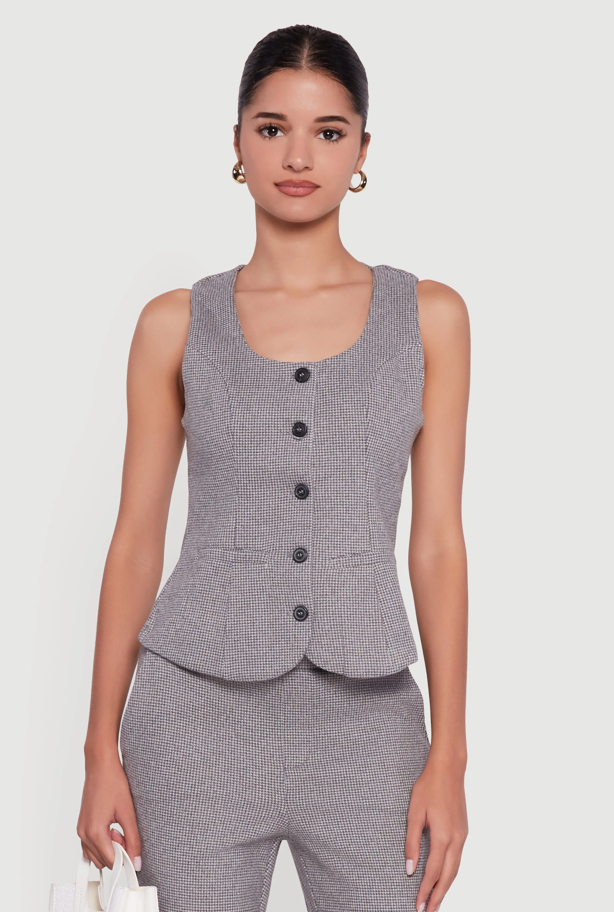 Button Front Houndstooth Blazer Vest sold by Rainbow product image thumbnail 2