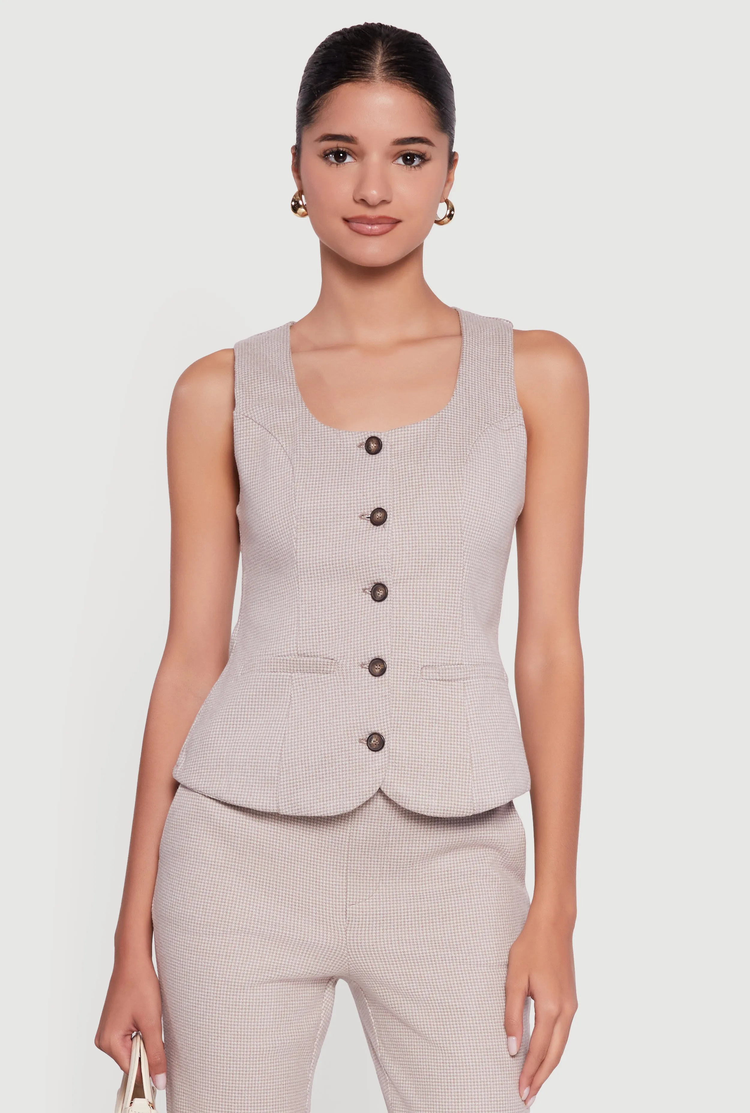 Button Front Houndstooth Blazer Vest sold by Rainbow product image thumbnail 3