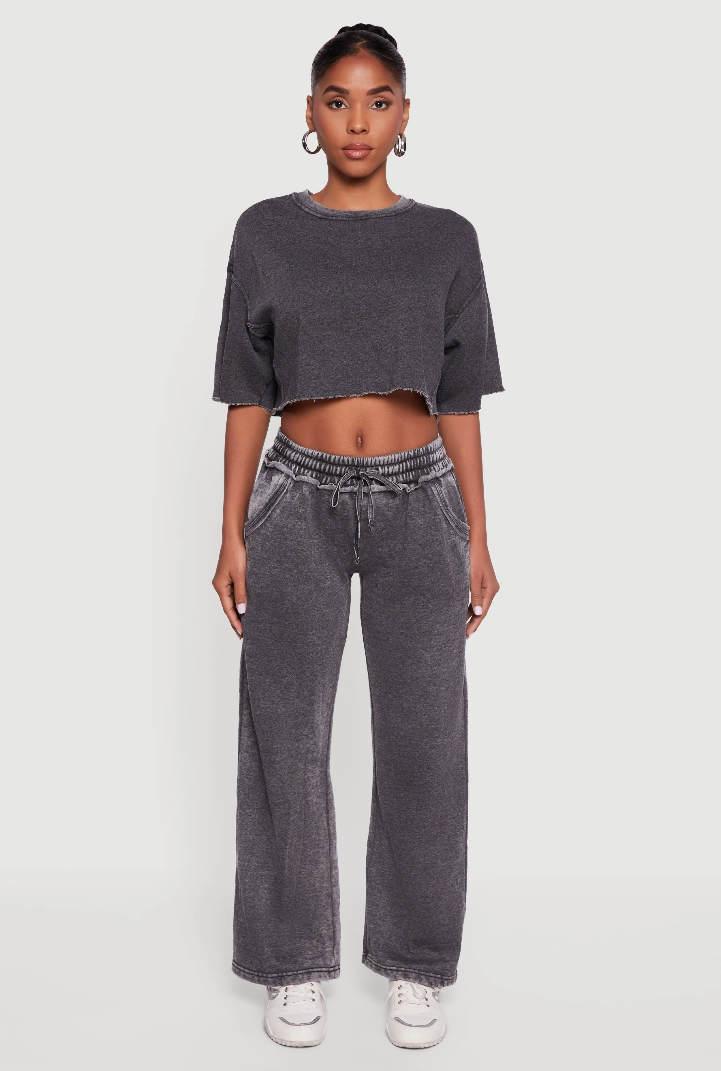 Acid Wash Short Sleeve Cropped Sweatshirt sold by Rainbow product image thumbnail 2