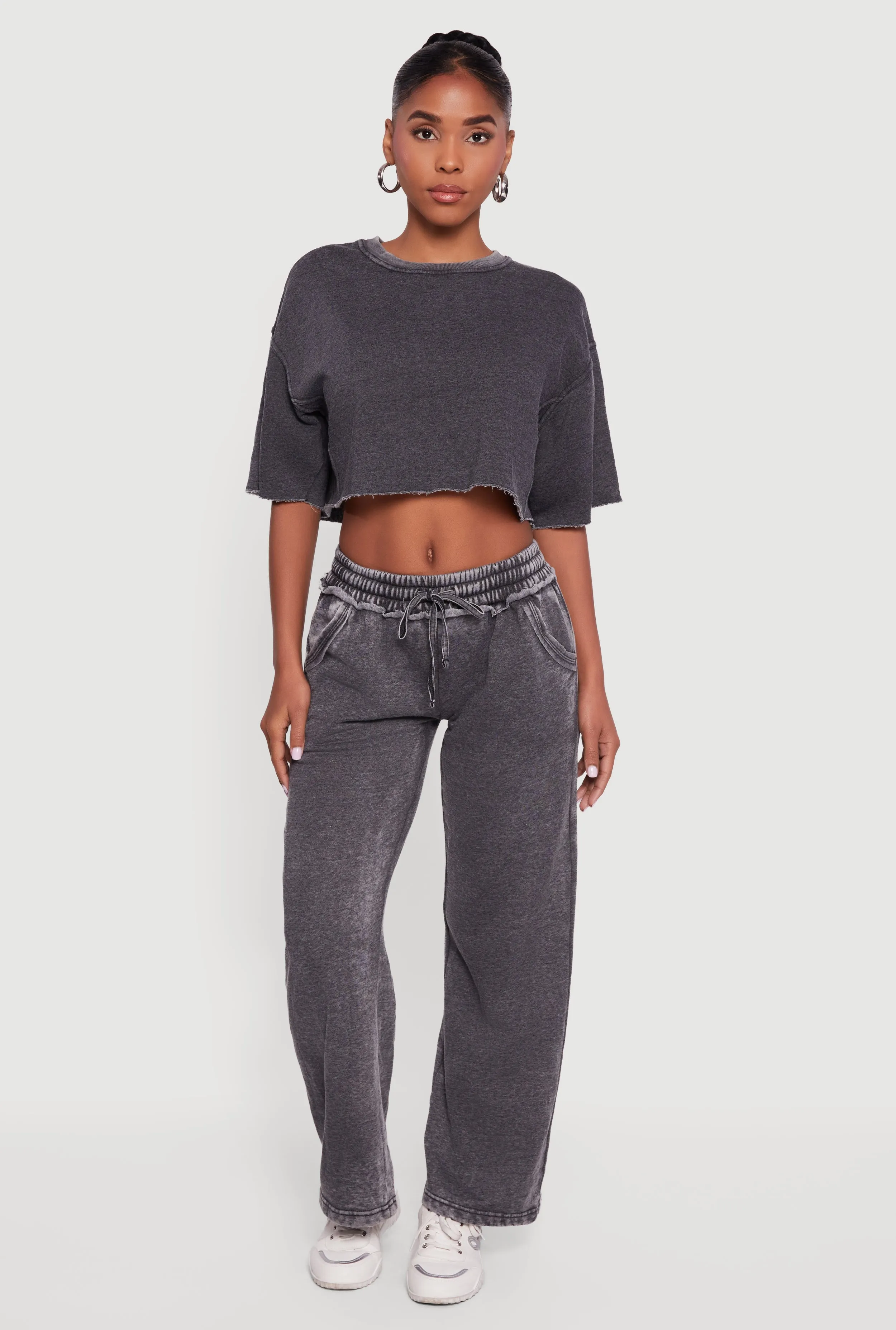 Acid Wash Short Sleeve Cropped Sweatshirt sold by Rainbow product image thumbnail 3