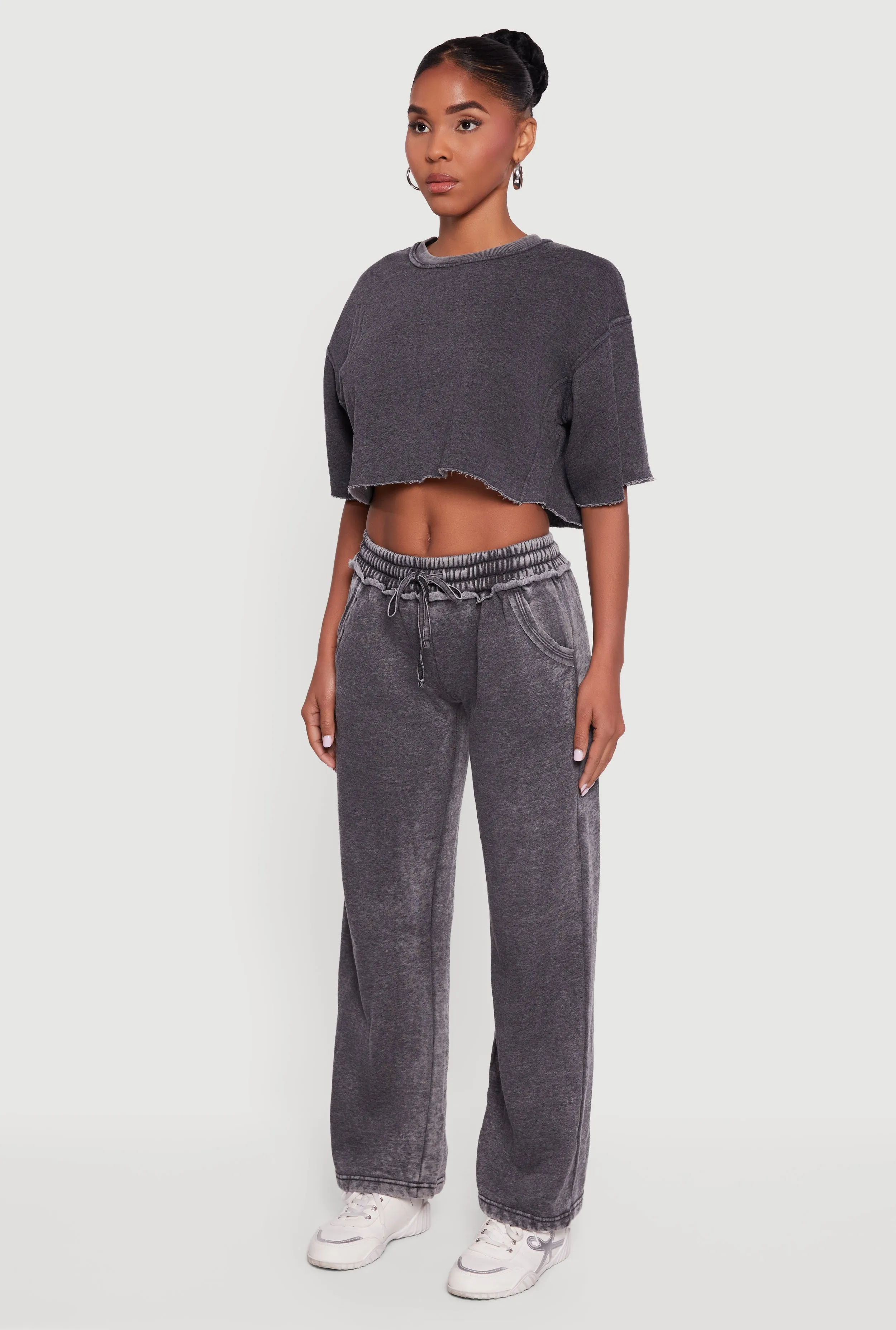 Acid Wash Short Sleeve Cropped Sweatshirt sold by Rainbow product image thumbnail 5