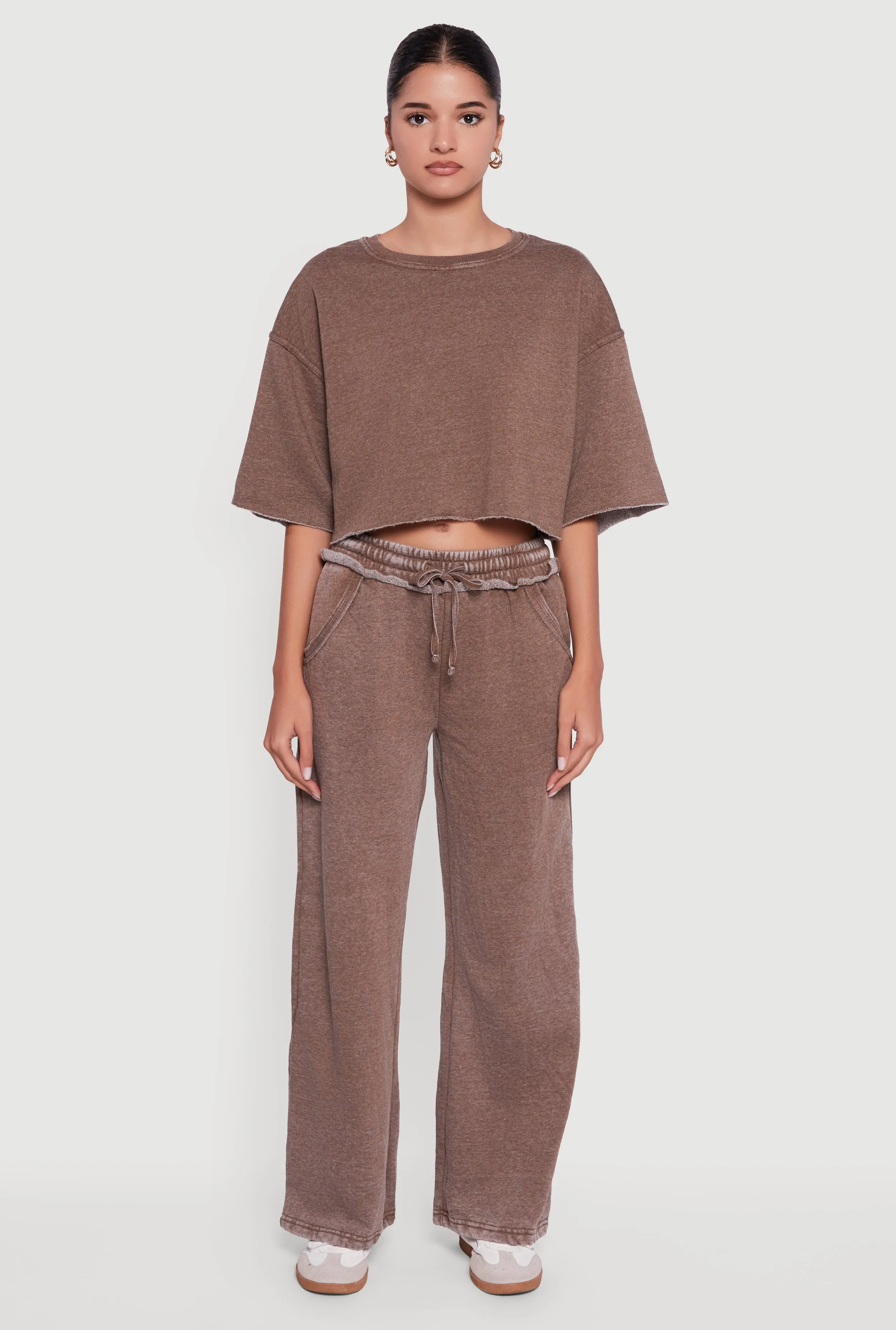 Acid Wash Short Sleeve Cropped Sweatshirt sold by Rainbow product image thumbnail 3
