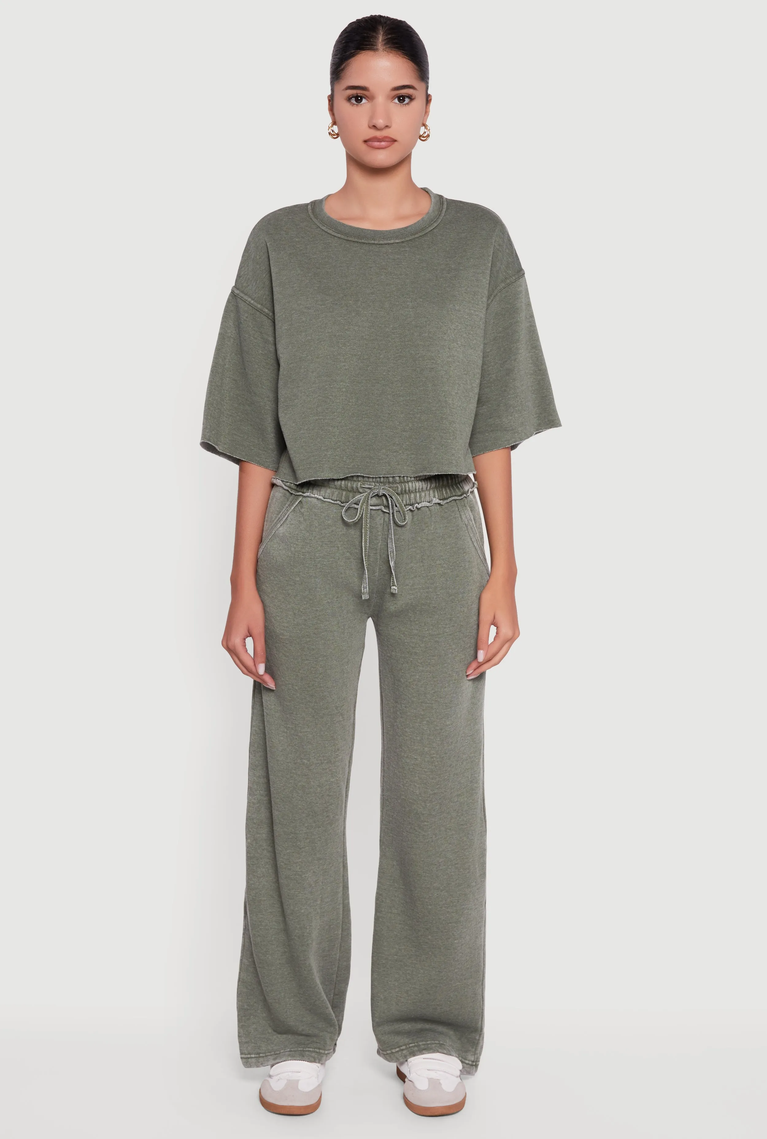 Acid Wash Short Sleeve Cropped Sweatshirt sold by Rainbow product image thumbnail 3