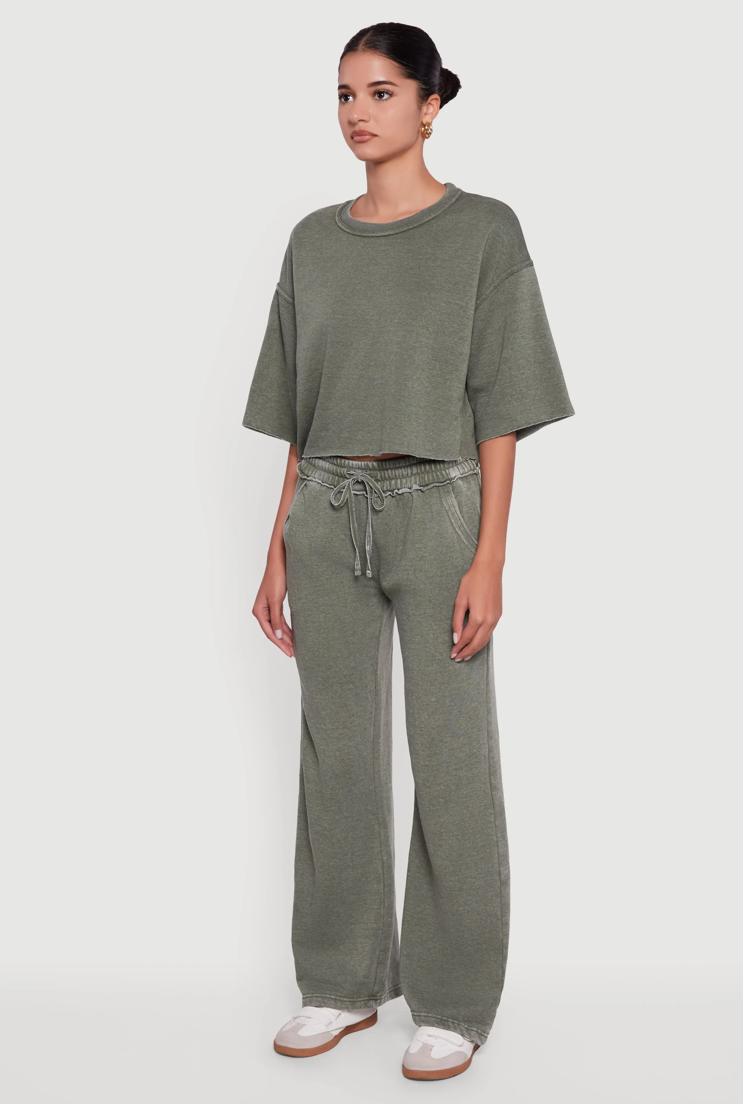 Acid Wash Short Sleeve Cropped Sweatshirt sold by Rainbow product image thumbnail 5