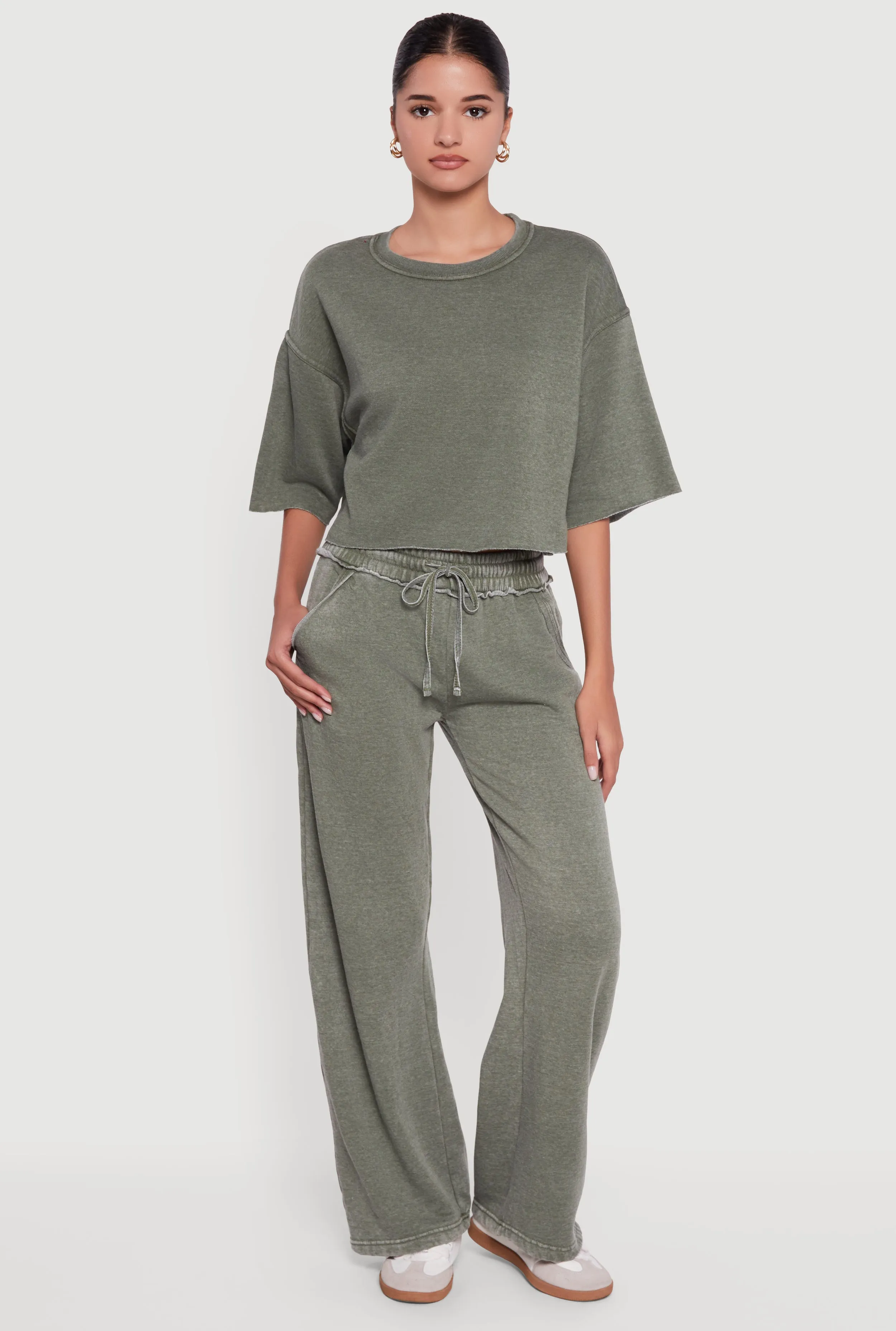 Acid Wash Short Sleeve Cropped Sweatshirt sold by Rainbow product image thumbnail 2