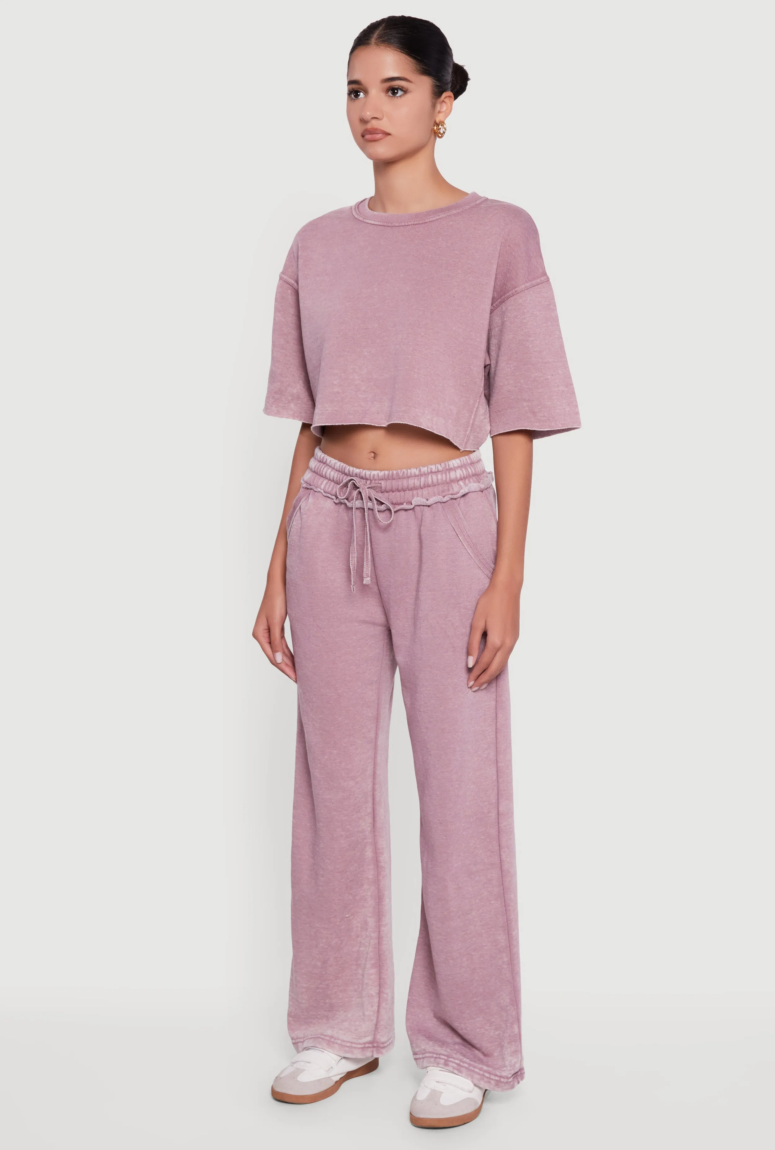 Acid Wash Short Sleeve Cropped Sweatshirt sold by Rainbow product image thumbnail 5