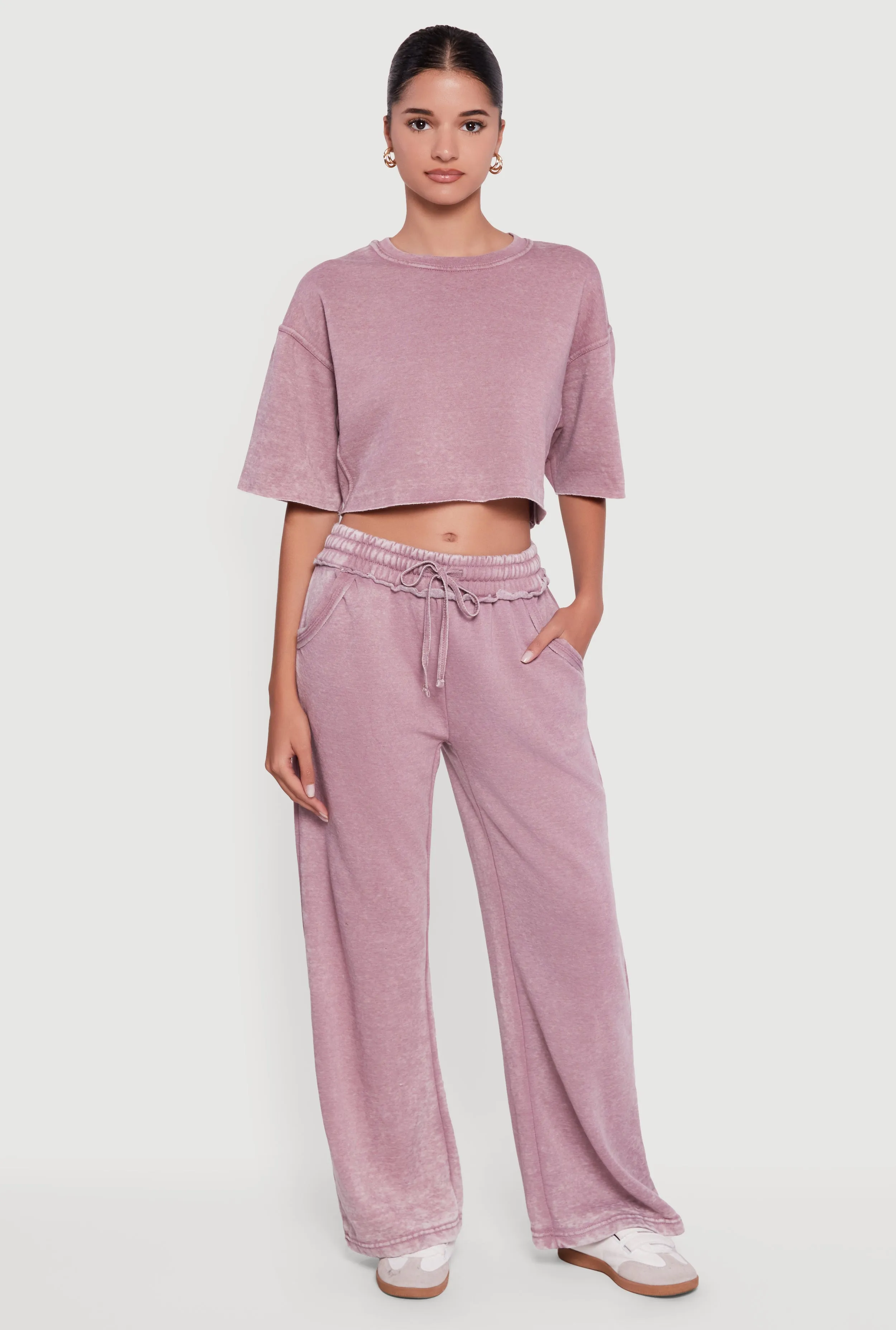 Acid Wash Short Sleeve Cropped Sweatshirt sold by Rainbow product image thumbnail 2