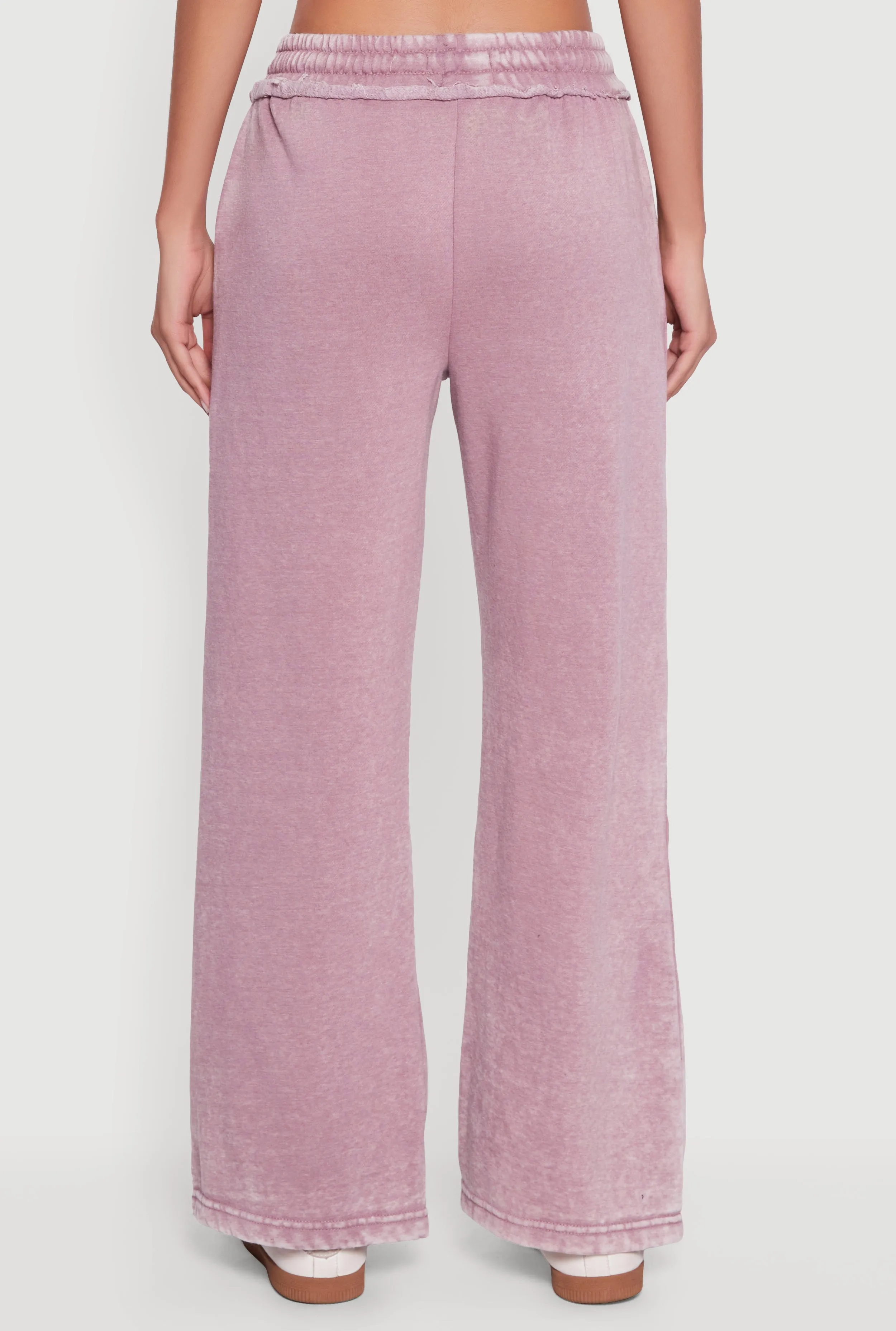 Acid Wash Wide Leg Mid Rise Fleece Sweatpants sold by Rainbow product image thumbnail 5