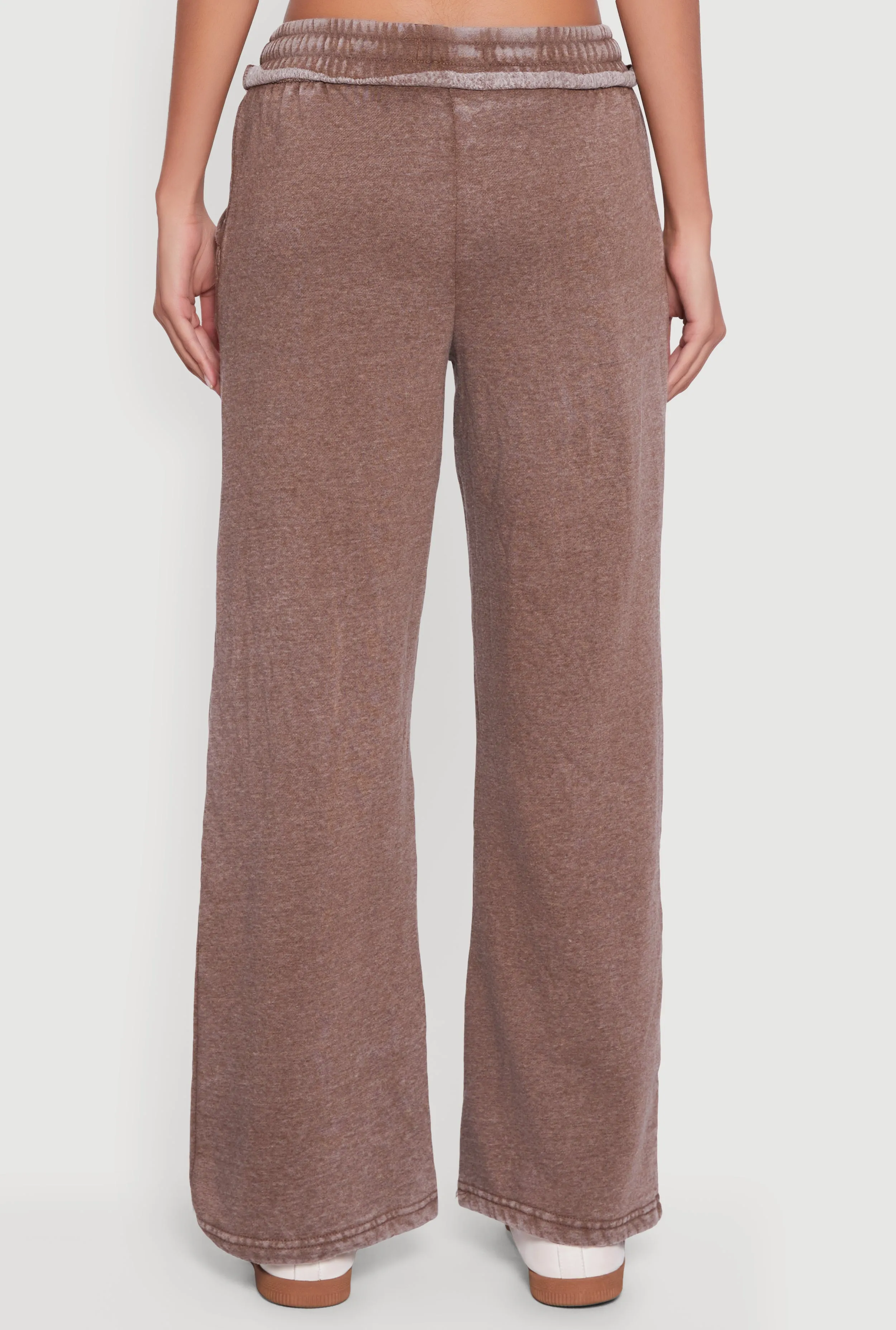 Acid Wash Wide Leg Mid Rise Fleece Sweatpants sold by Rainbow product image thumbnail 5