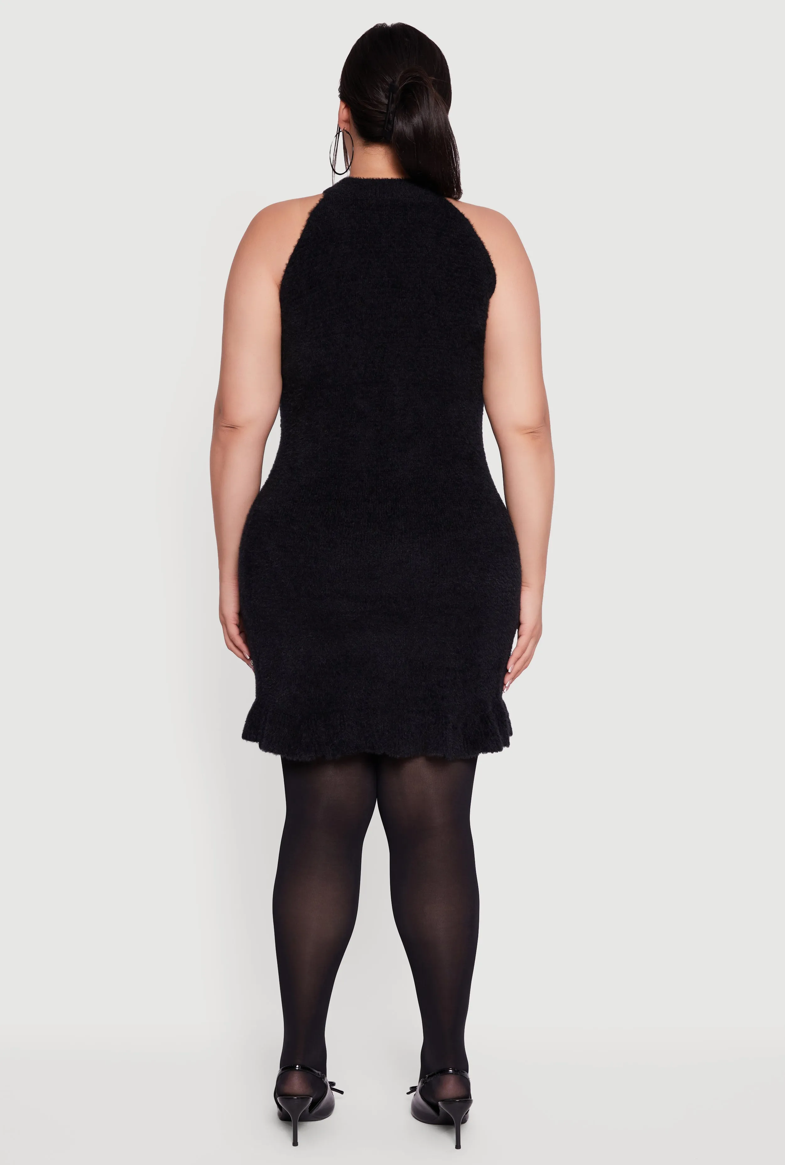 Plus Size Rhinestone Detail Eyelash Knit Halter Dress sold by Rainbow product image thumbnail 5