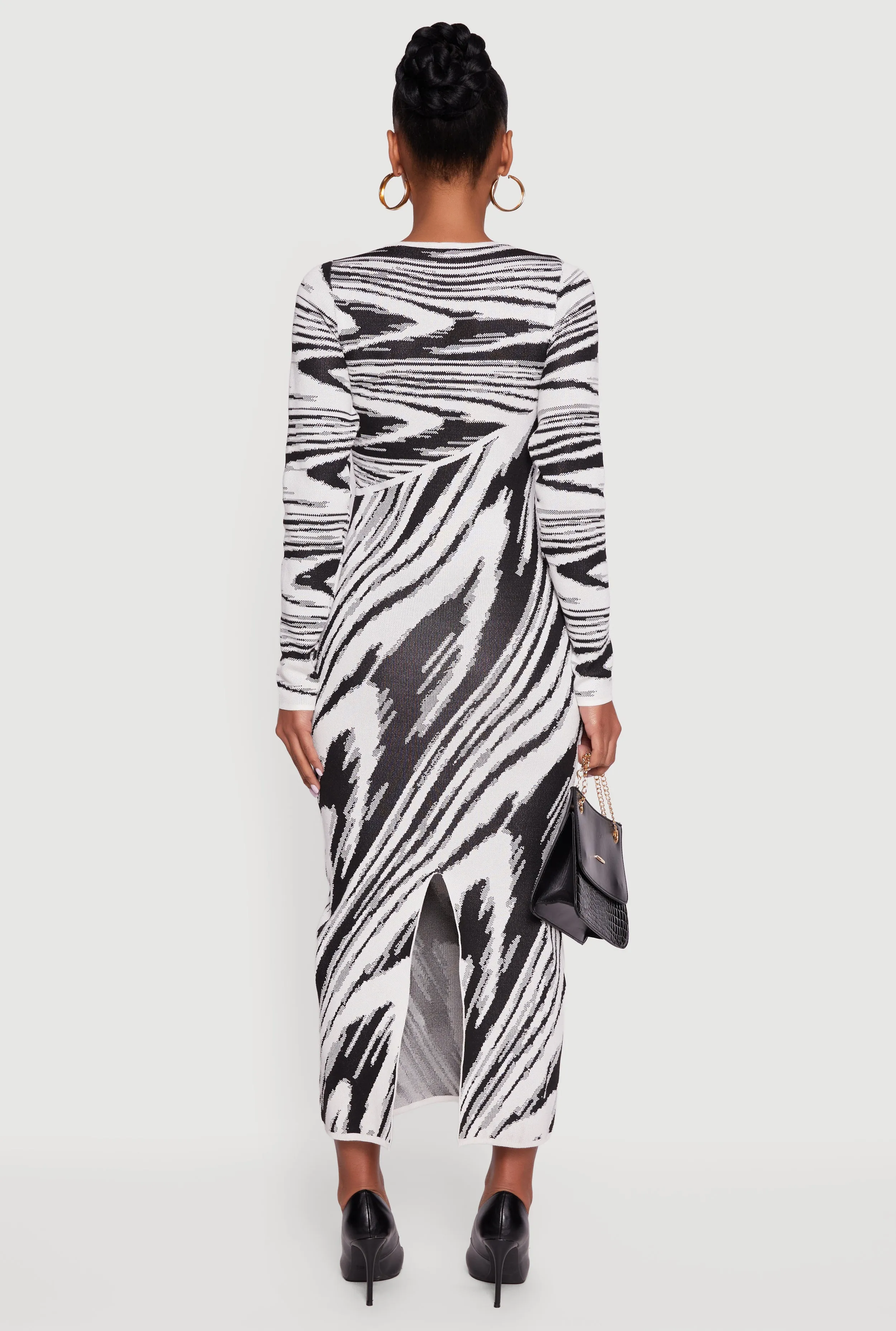 Abstract Print Long Sleeve Sweater Dress sold by Rainbow product image thumbnail 5