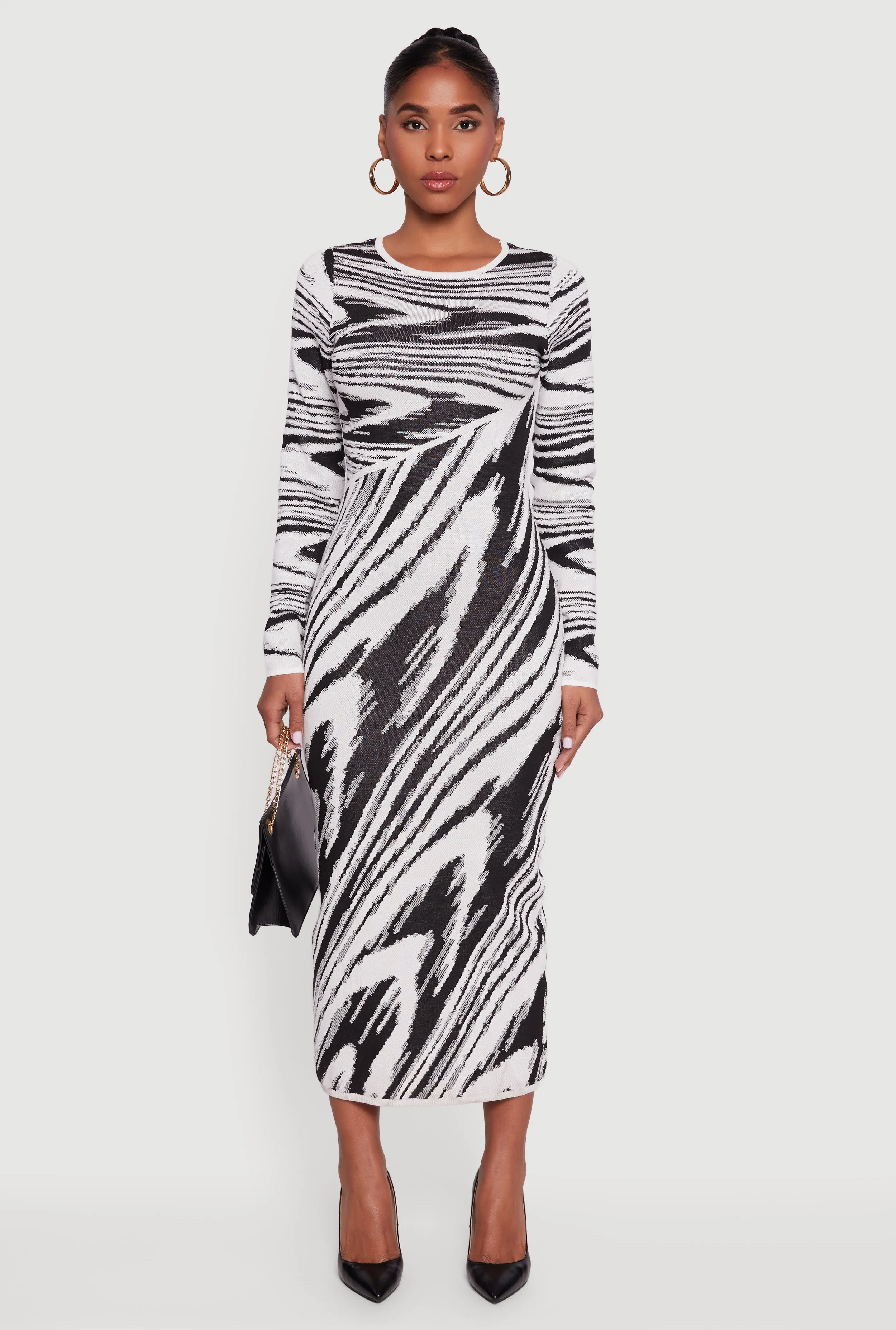 Abstract Print Long Sleeve Sweater Dress sold by Rainbow product image thumbnail 2