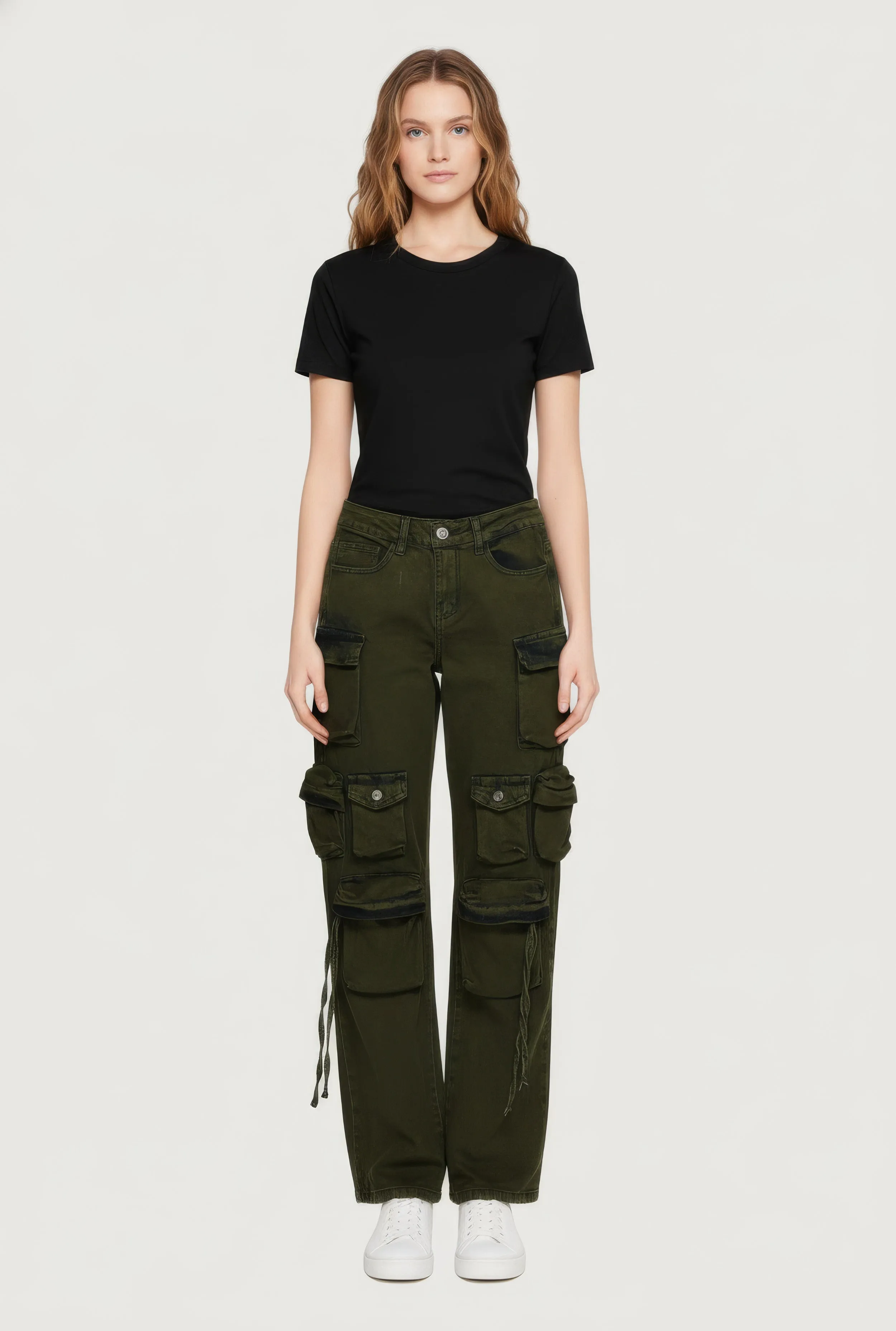Wide Leg Cargo Pocket Jeans sold by Rainbow