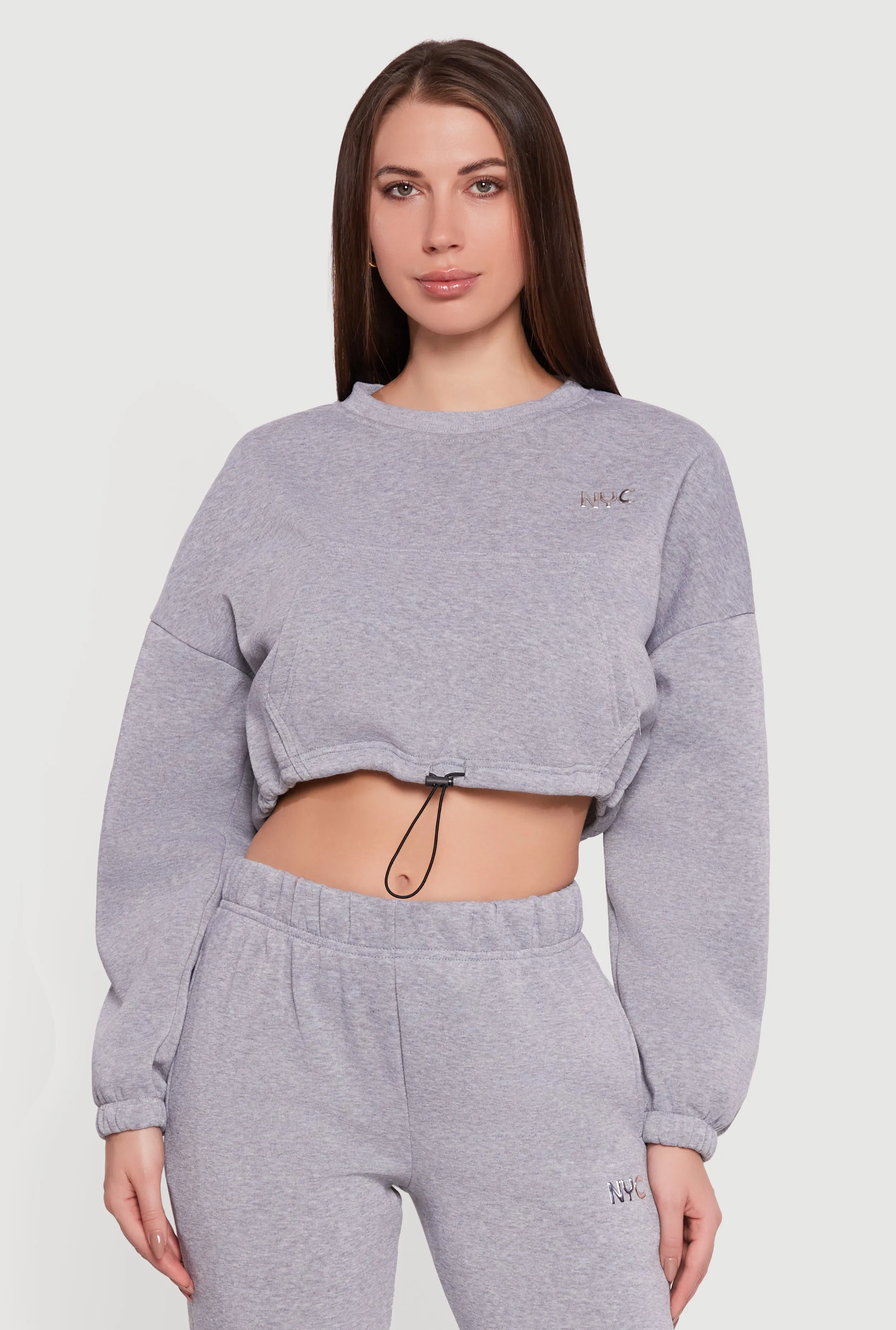 Fleece Lined NYC Graphic Cropped Sweatshirt sold by Rainbow product image thumbnail 2