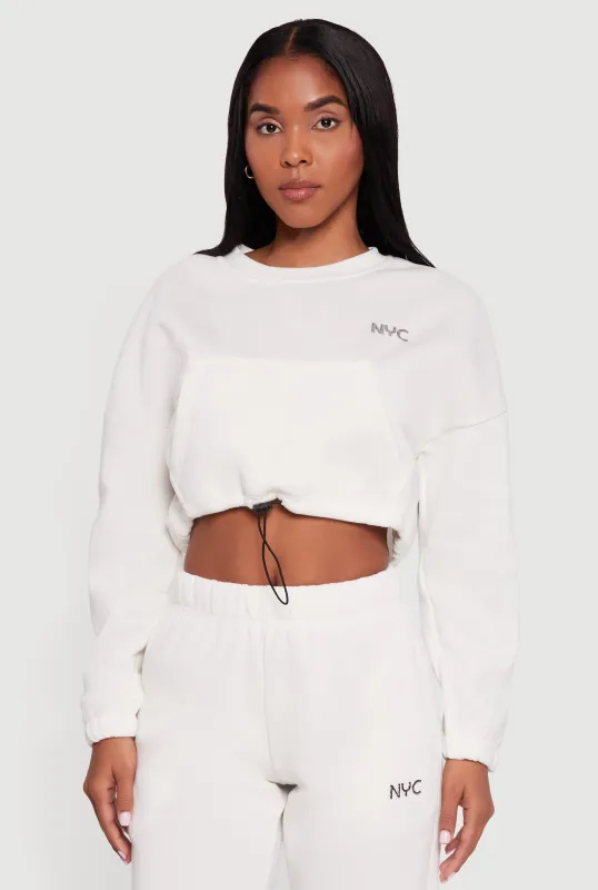 Fleece Lined NYC Graphic Cropped Sweatshirt sold by Rainbow