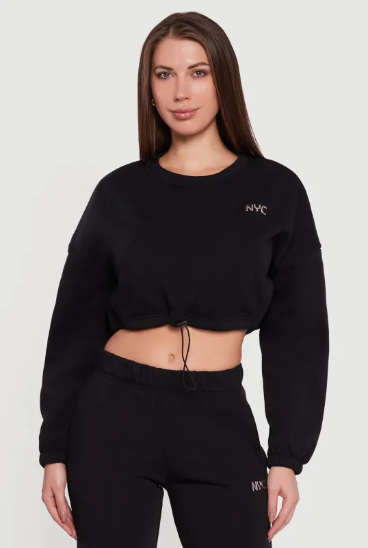 Fleece Lined NYC Graphic Cropped Sweatshirt sold by Rainbow