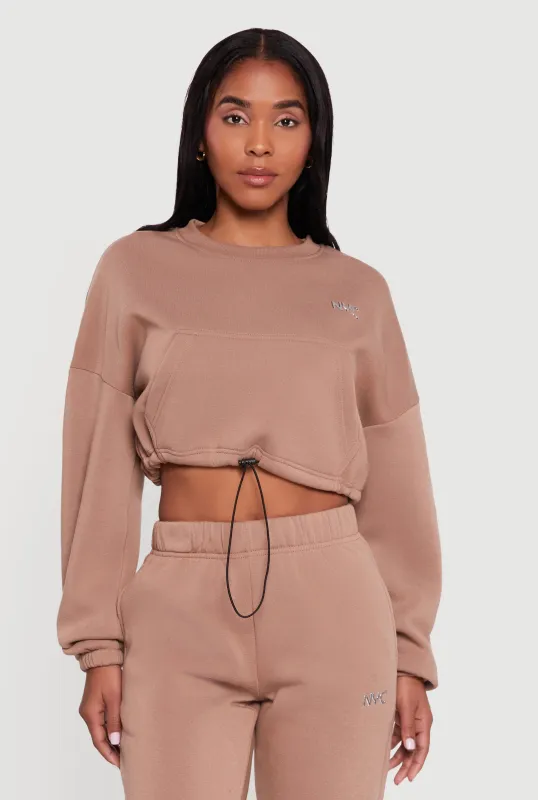 Fleece Lined NYC Graphic Cropped Sweatshirt sold by Rainbow