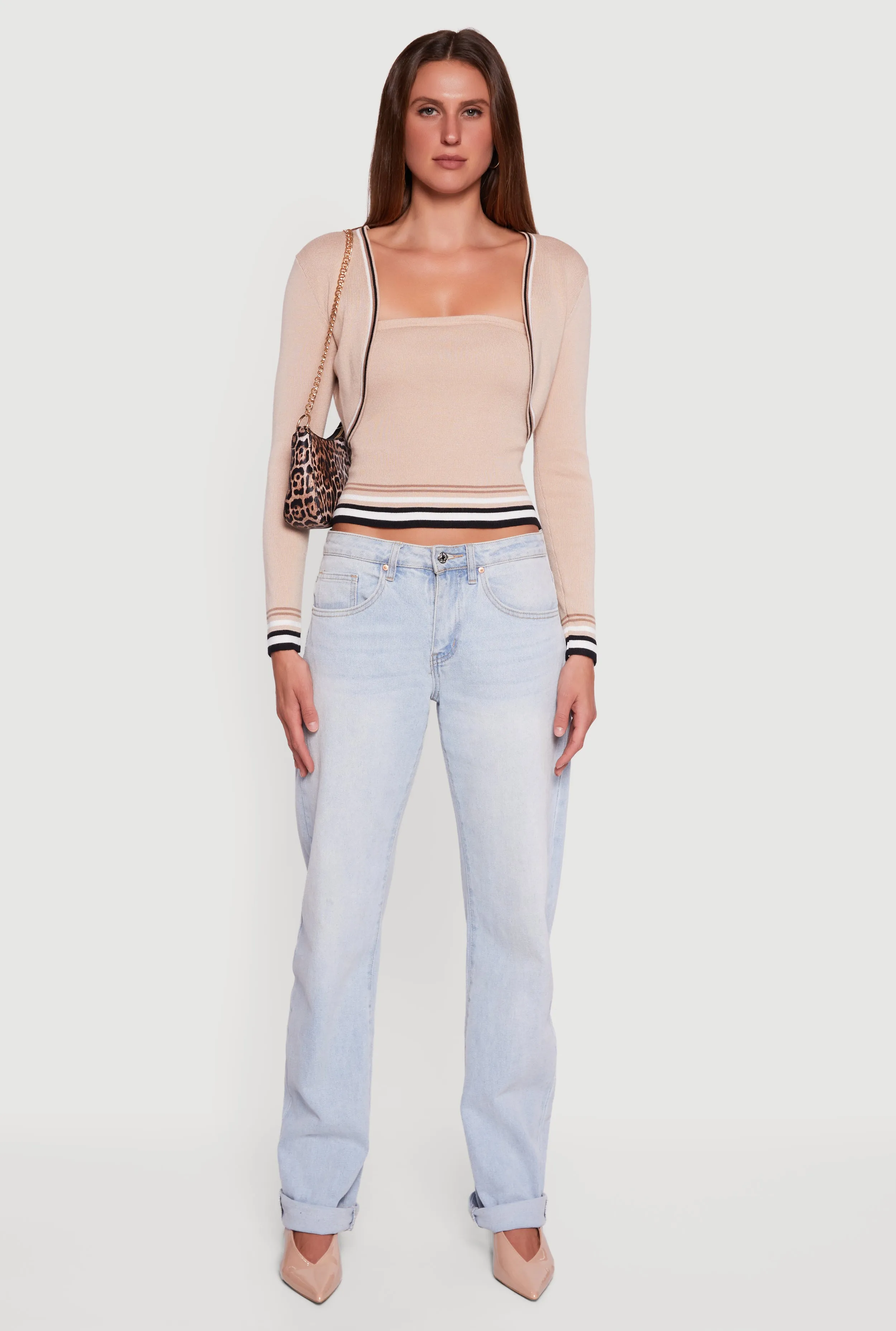 Contrast Trim Bolero Cardigan and Sweater Tube Top sold by Rainbow product image thumbnail 3