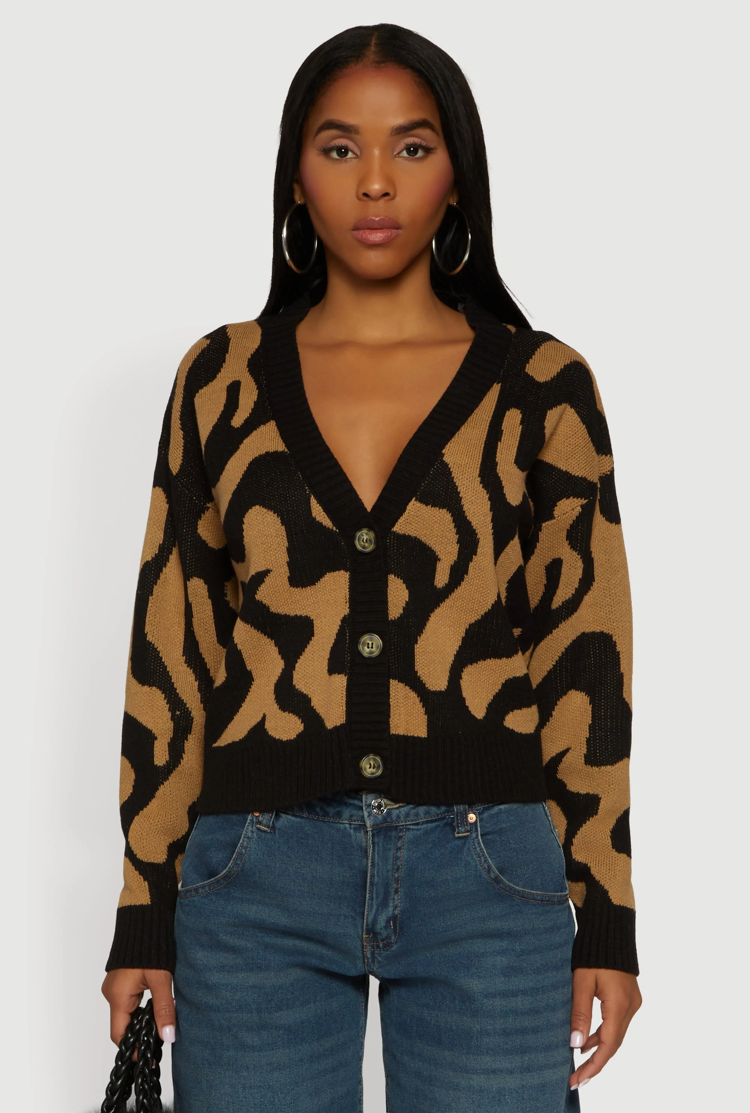 Swirl Patterned Button Front Cardigan sold by Rainbow product image thumbnail 2