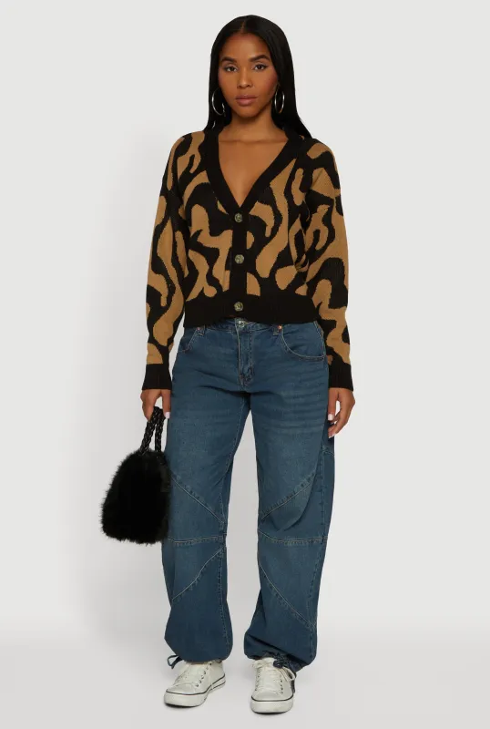 Swirl Patterned Button Front Cardigan sold by Rainbow