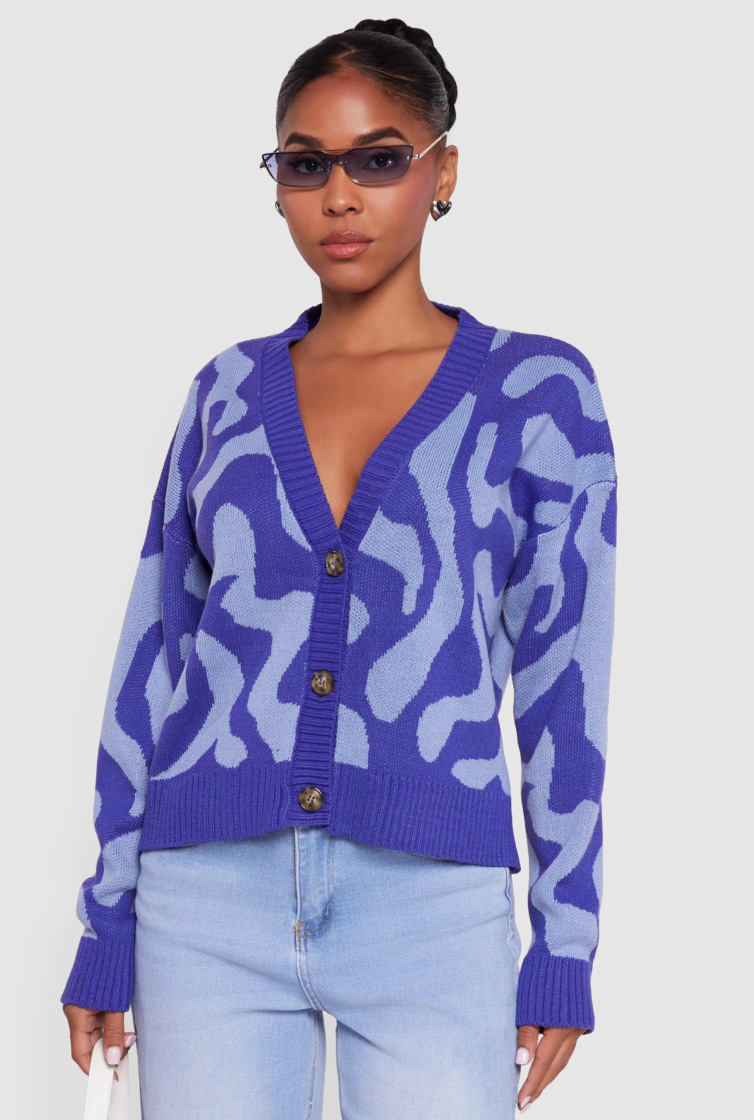 Swirl Patterned Button Front Cardigan sold by Rainbow product image thumbnail 2