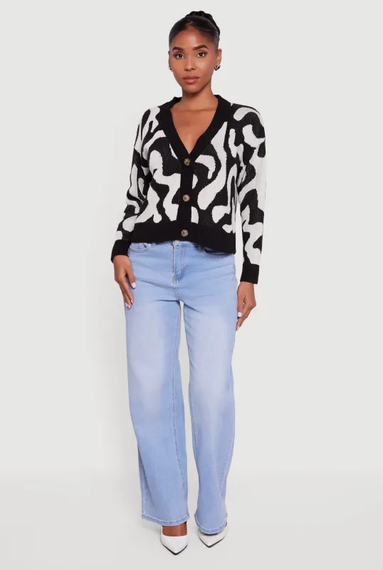 Swirl Patterned Button Front Cardigan sold by Rainbow