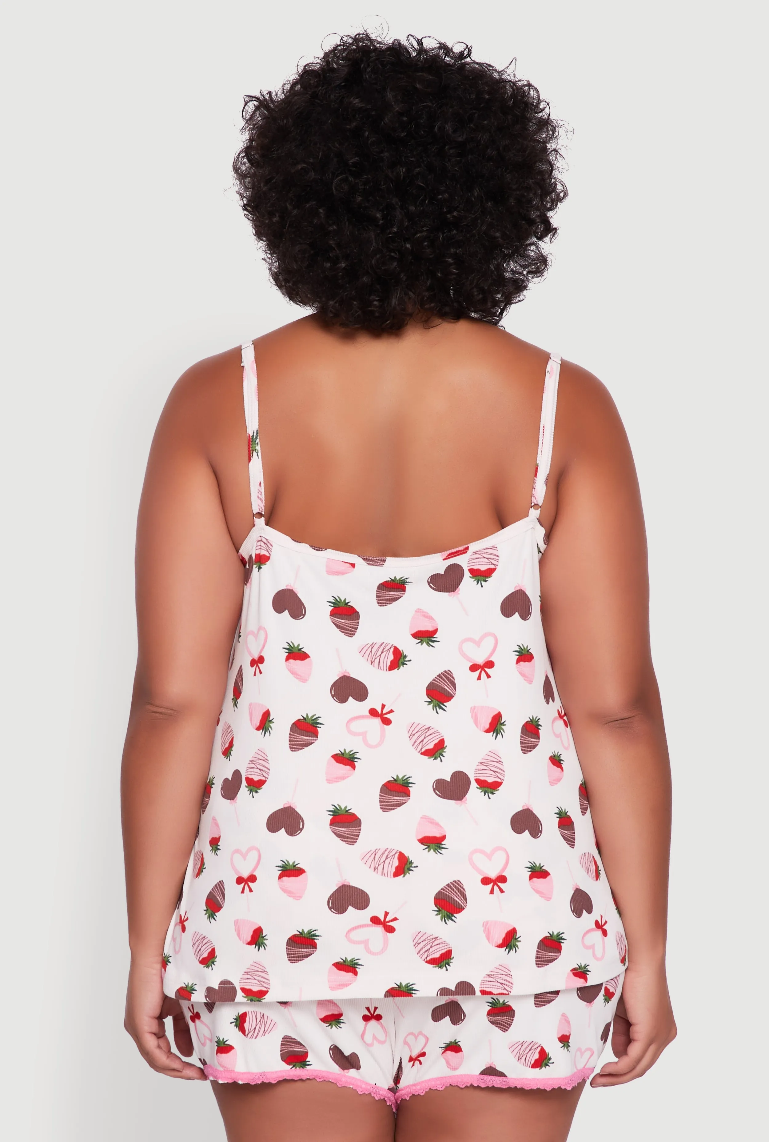 Plus Size Chocolate Strawberry Print Pajama Cami and Shorts sold by Rainbow product image thumbnail 3
