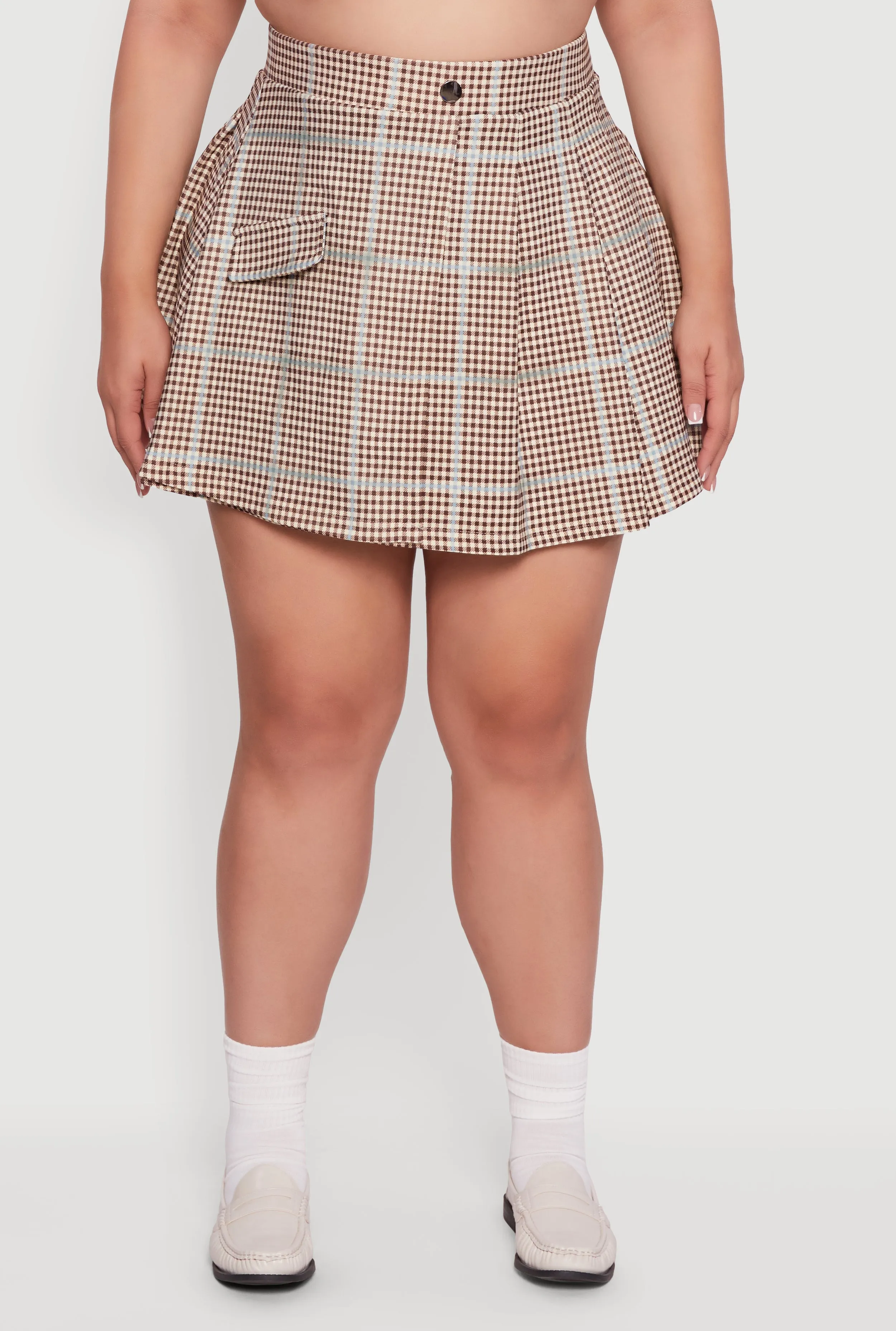 Plus Size Plaid Pleated Mini Skirt with Faux Pocket sold by Rainbow product image thumbnail 5