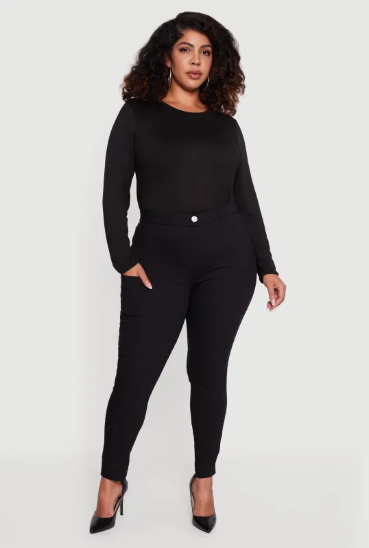 Plus Size Hyper Stretch Dress Pants with Cell Phone Pockets sold by Rainbow