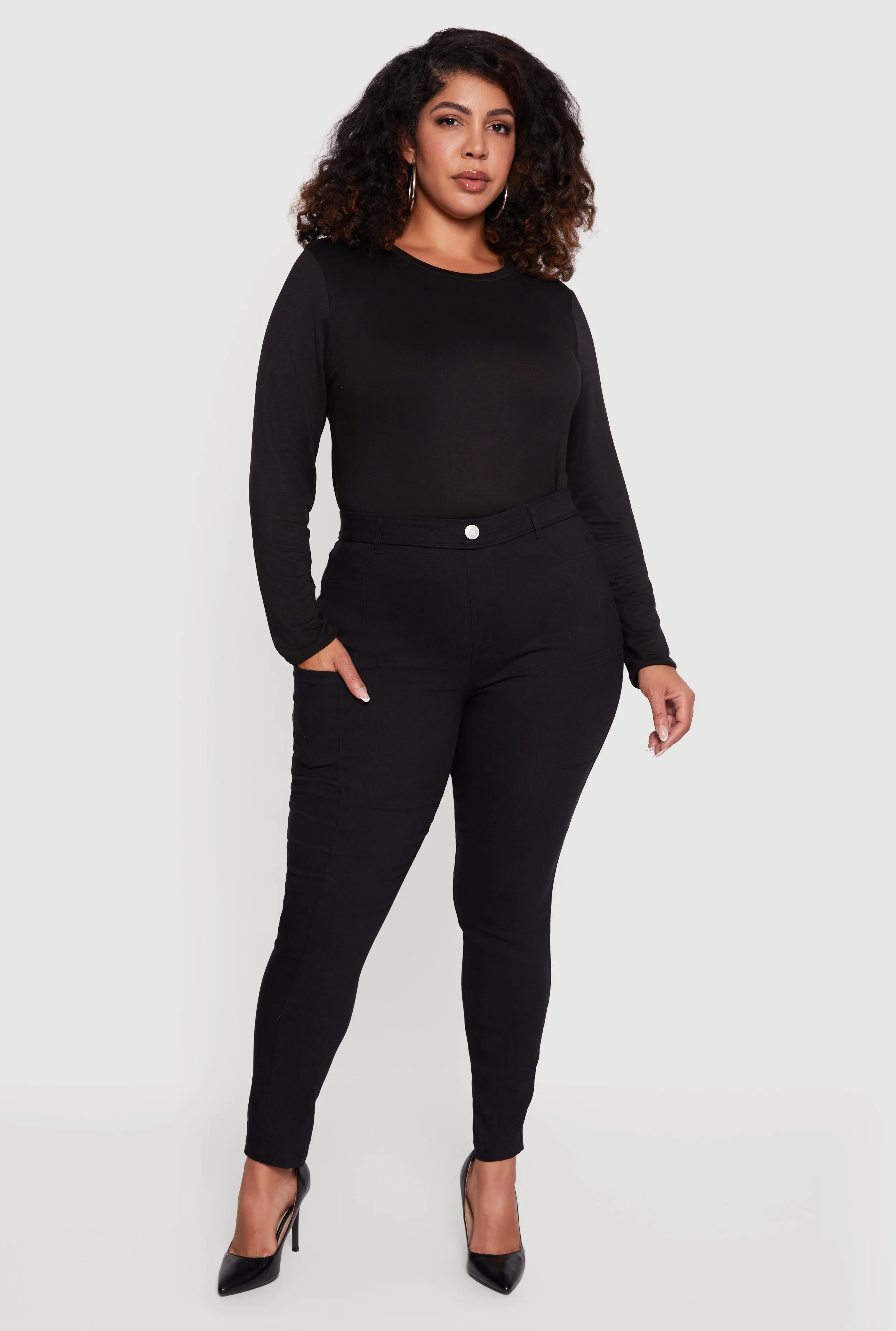Plus Size Hyper Stretch Dress Pants with Cell Phone Pockets sold by Rainbow