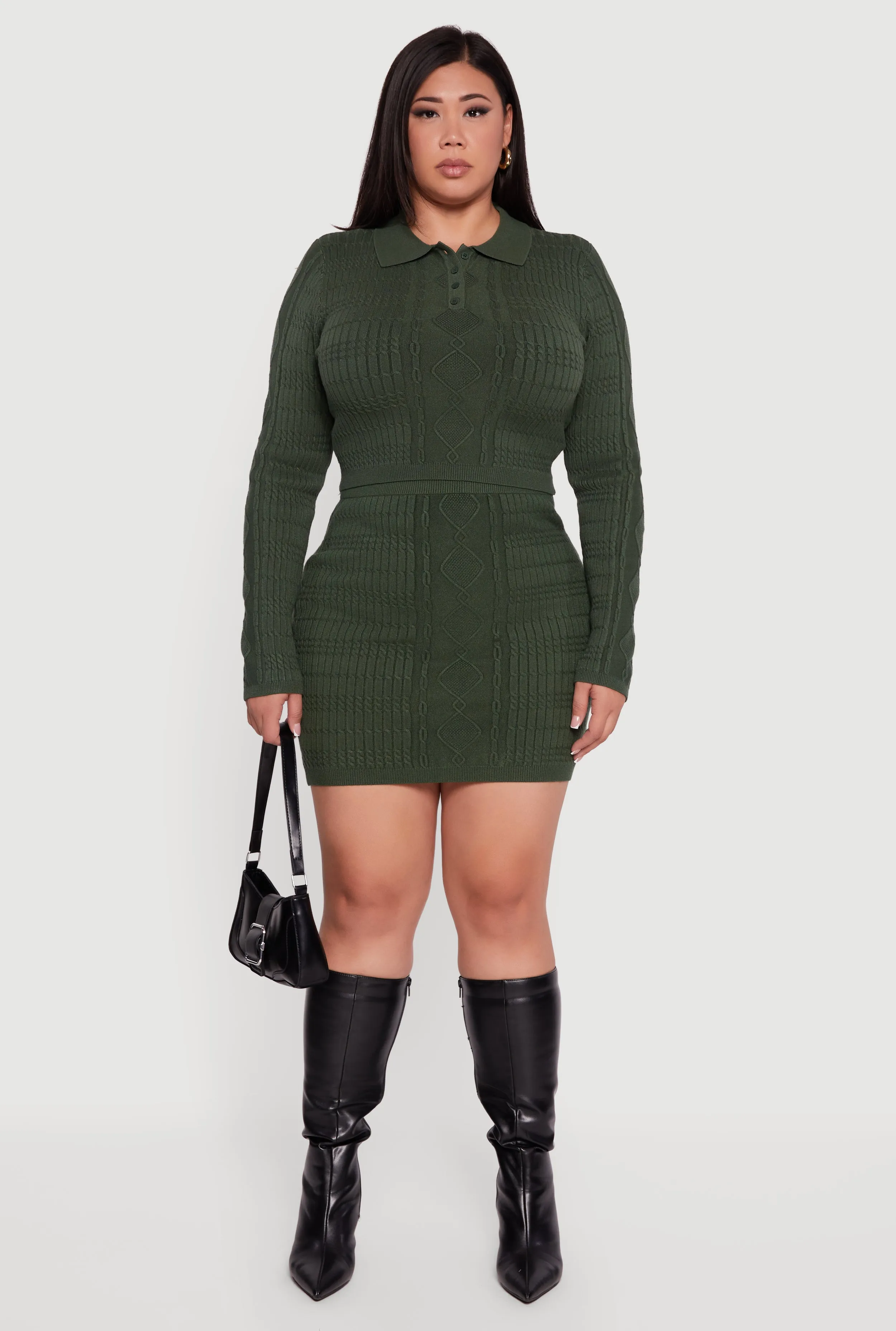 Plus Size High Waisted Cable Knit Mini Skirt sold by Rainbow product image thumbnail 2