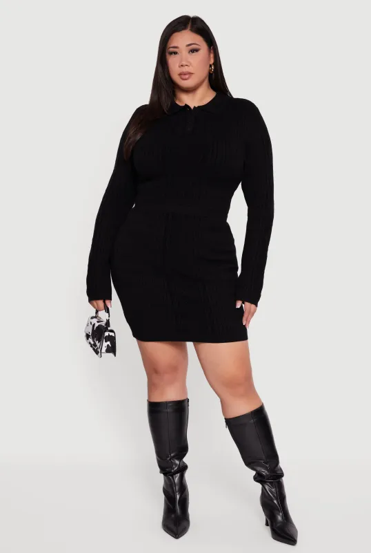 Plus Size High Waisted Cable Knit Mini Skirt sold by Rainbow