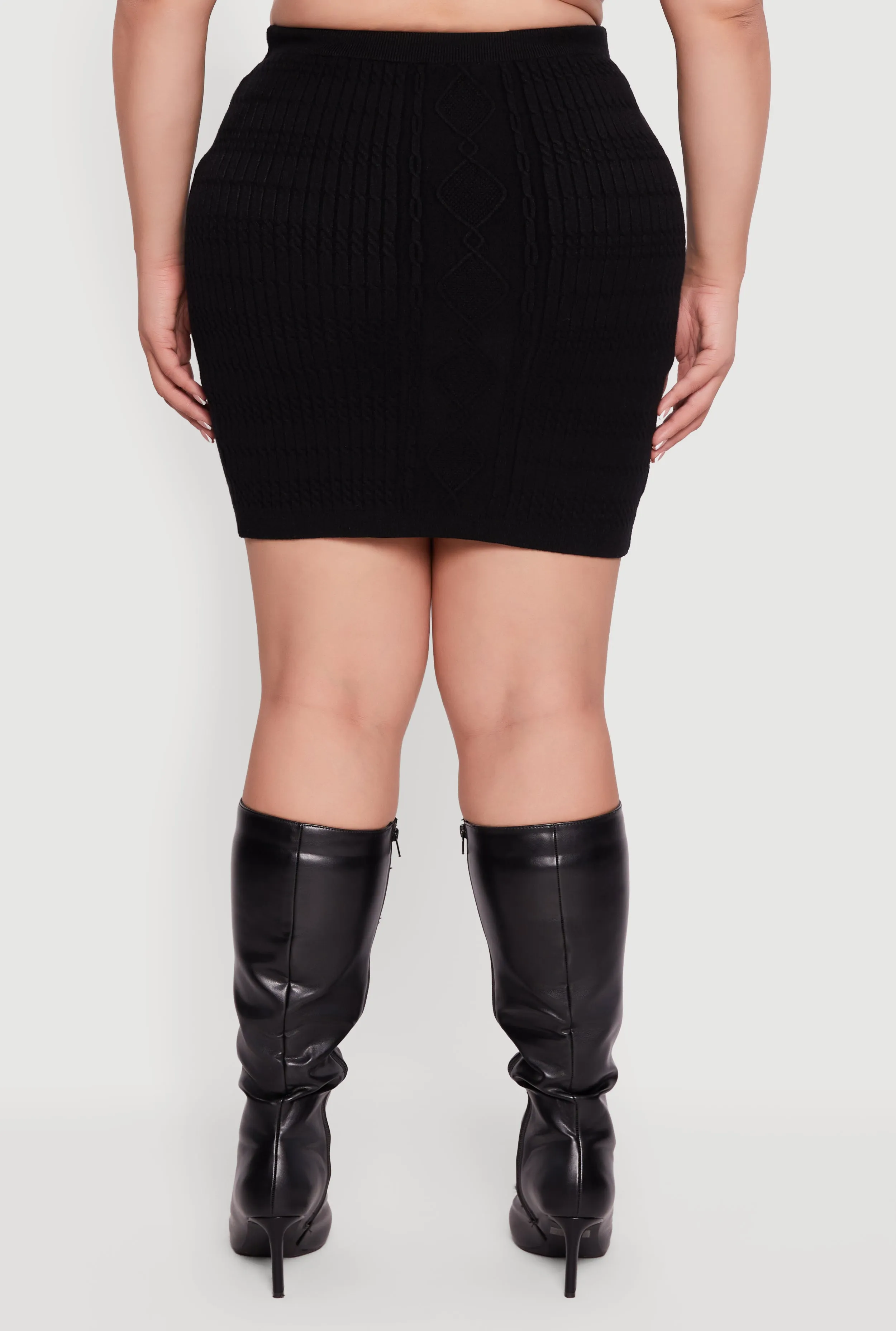 Plus Size High Waisted Cable Knit Mini Skirt sold by Rainbow product image thumbnail 5