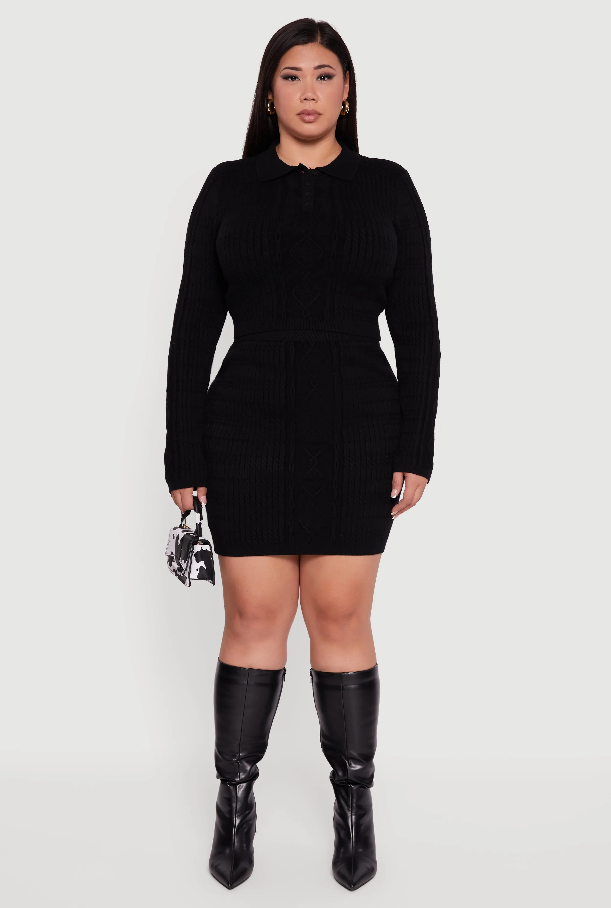 Plus Size High Waisted Cable Knit Mini Skirt sold by Rainbow product image thumbnail 2