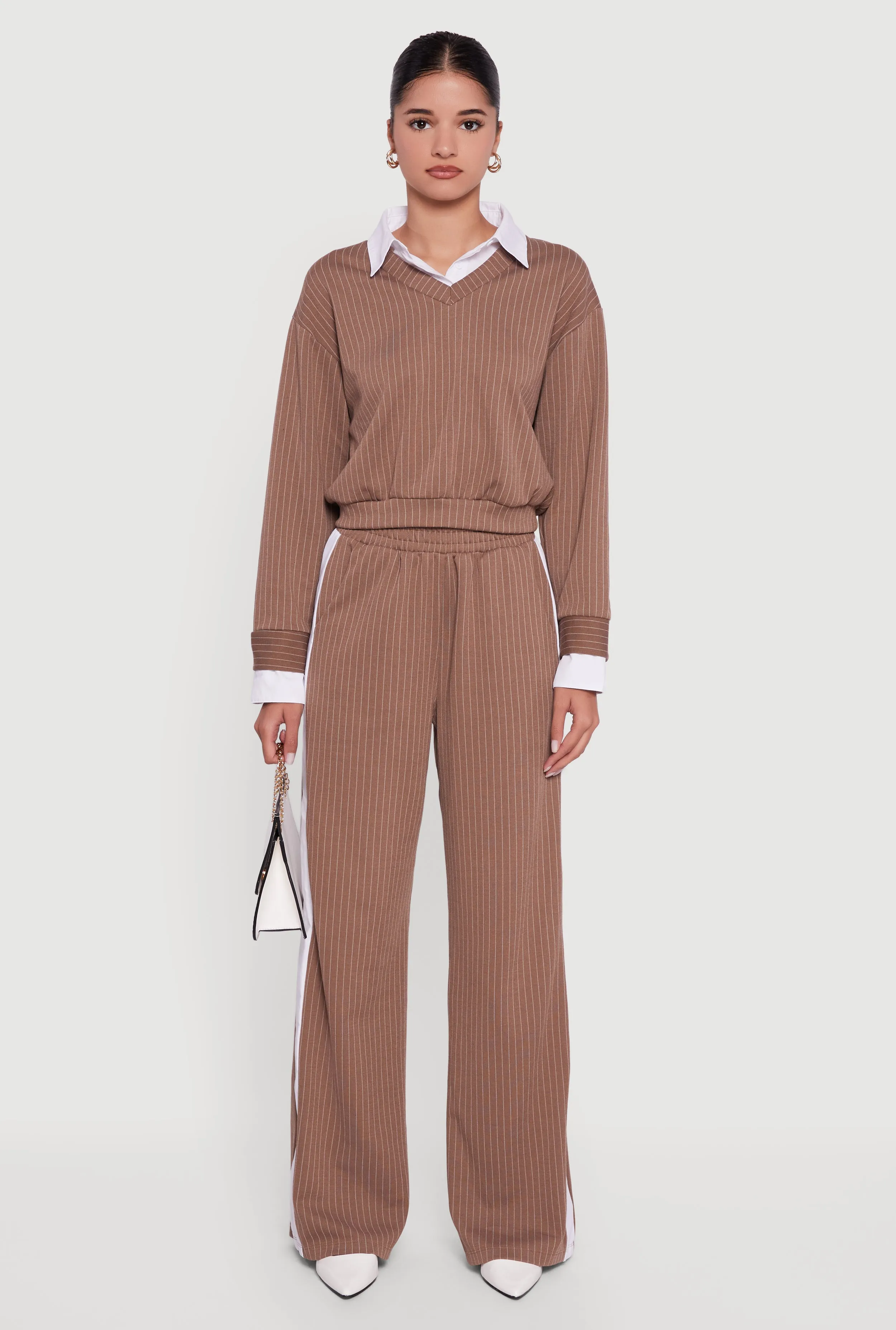 Pinstripe Ponte Side Stripe Pull On Pants sold by Rainbow product image thumbnail 2