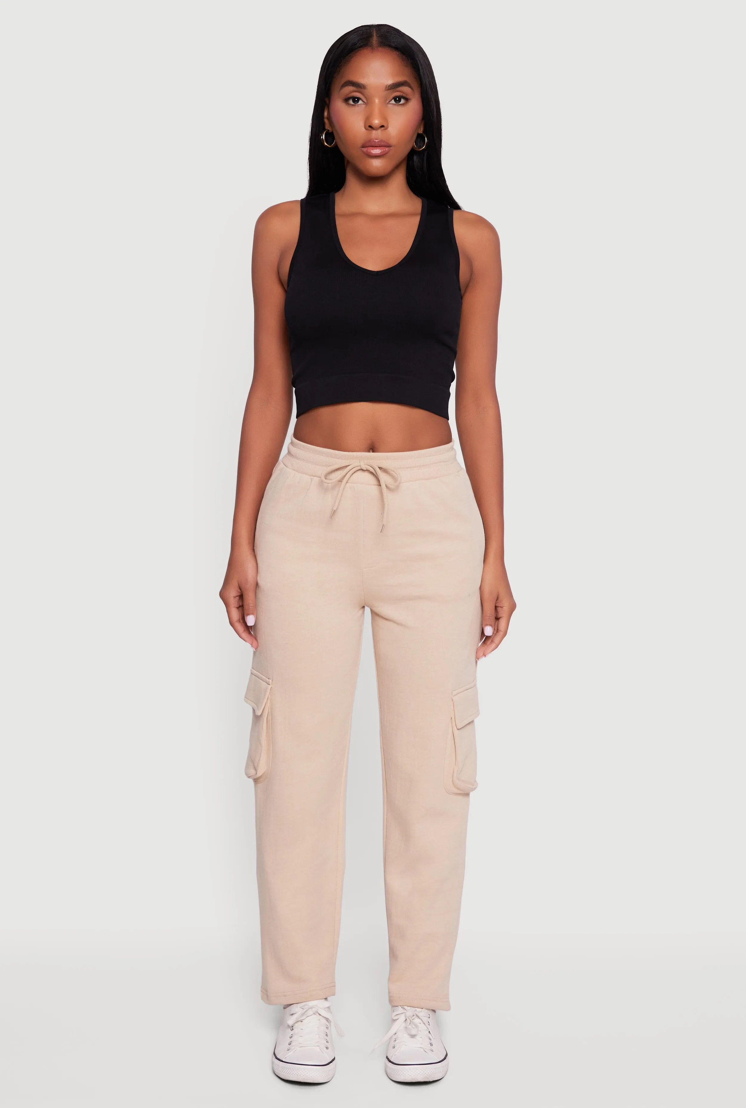 Zip Pocket Drawstring Waist Cargo Sweatpants sold by Rainbow product image thumbnail 2