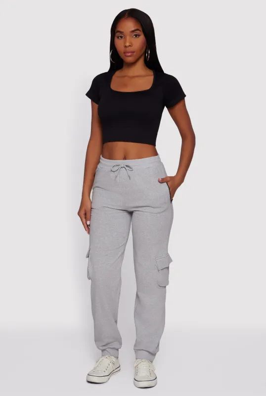 Drawstring Waist Cargo Sweatpants sold by Rainbow