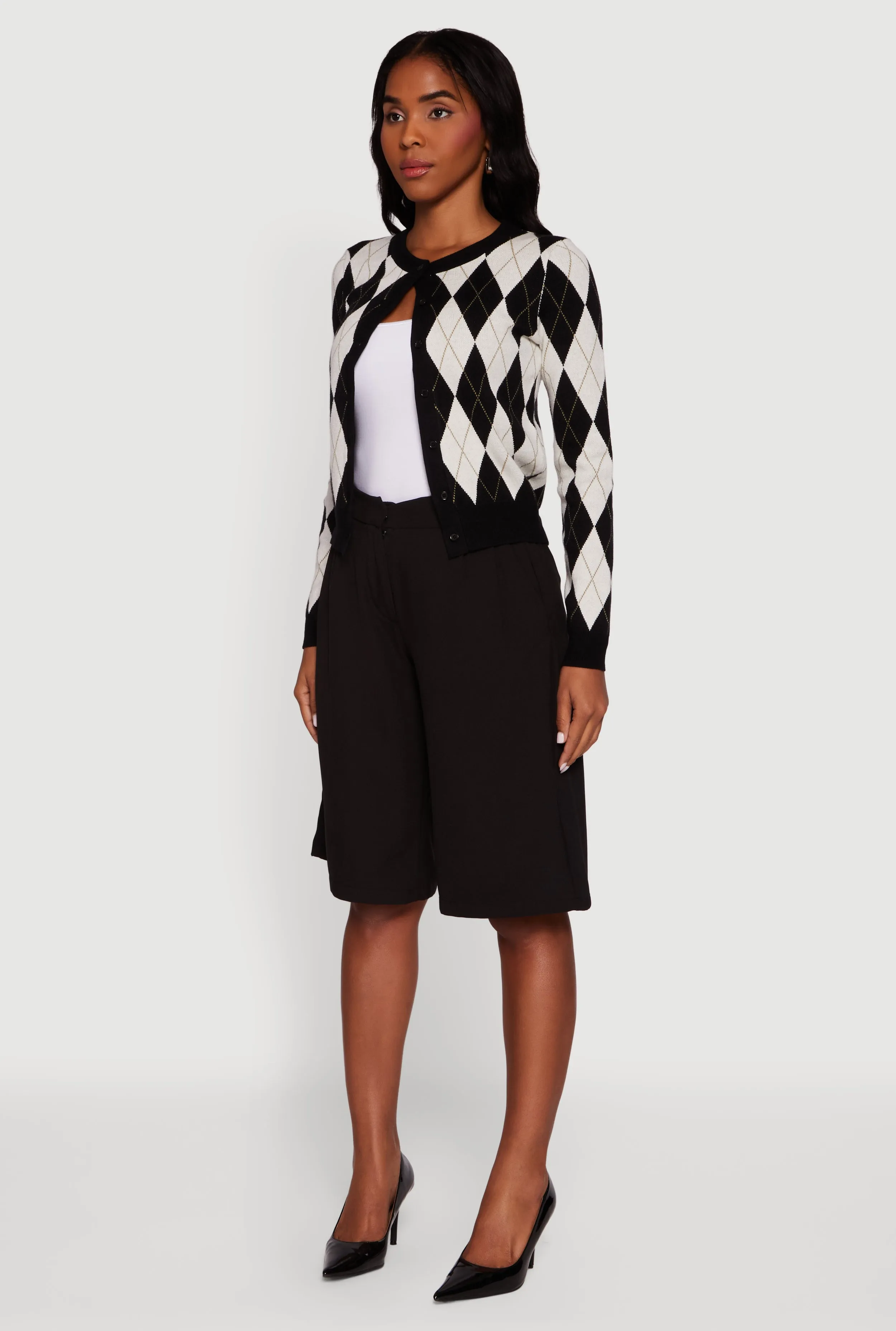 Argyle Plaid Button Front Cardigan sold by Rainbow product image thumbnail 5