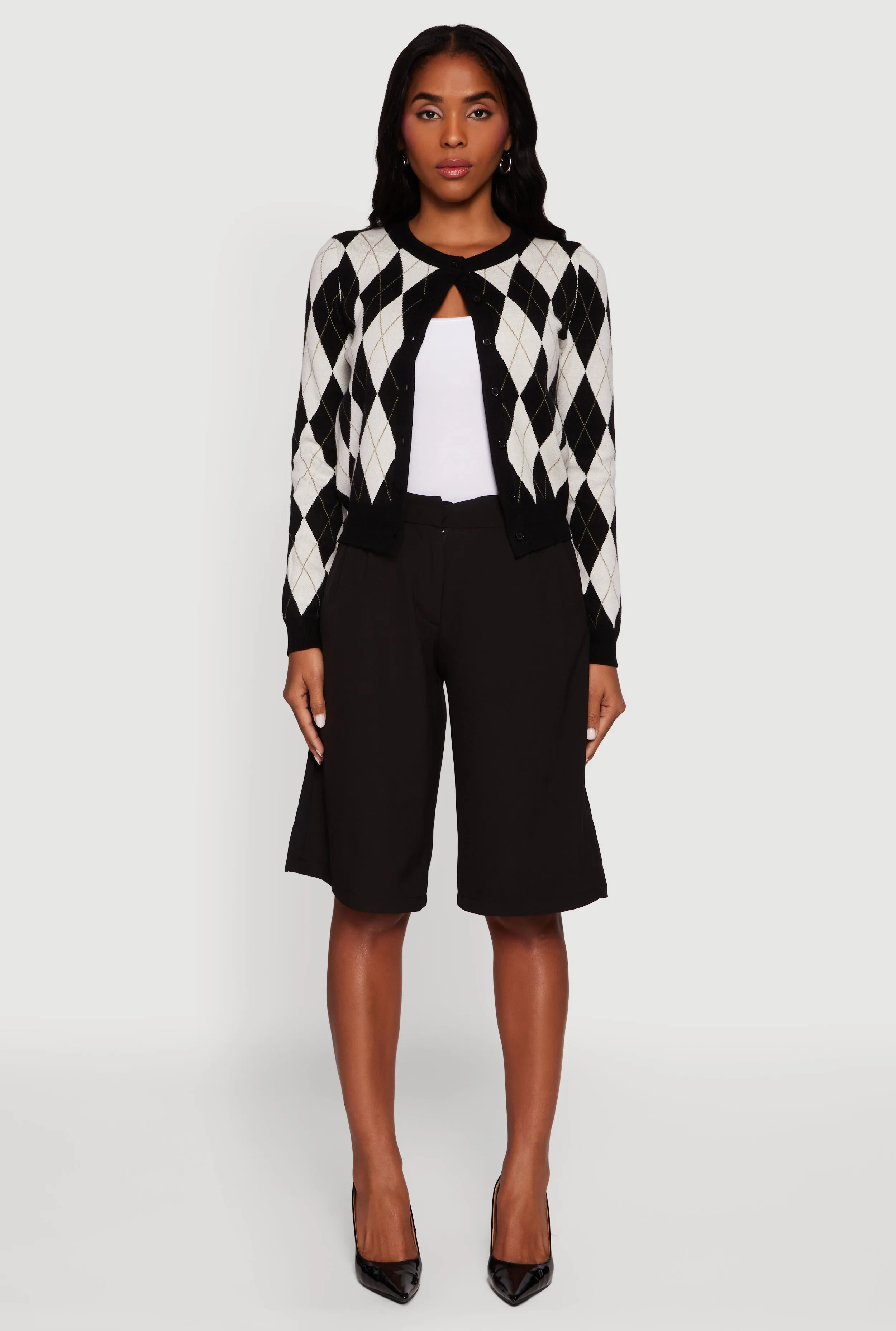 Argyle Plaid Button Front Cardigan sold by Rainbow product image thumbnail 3