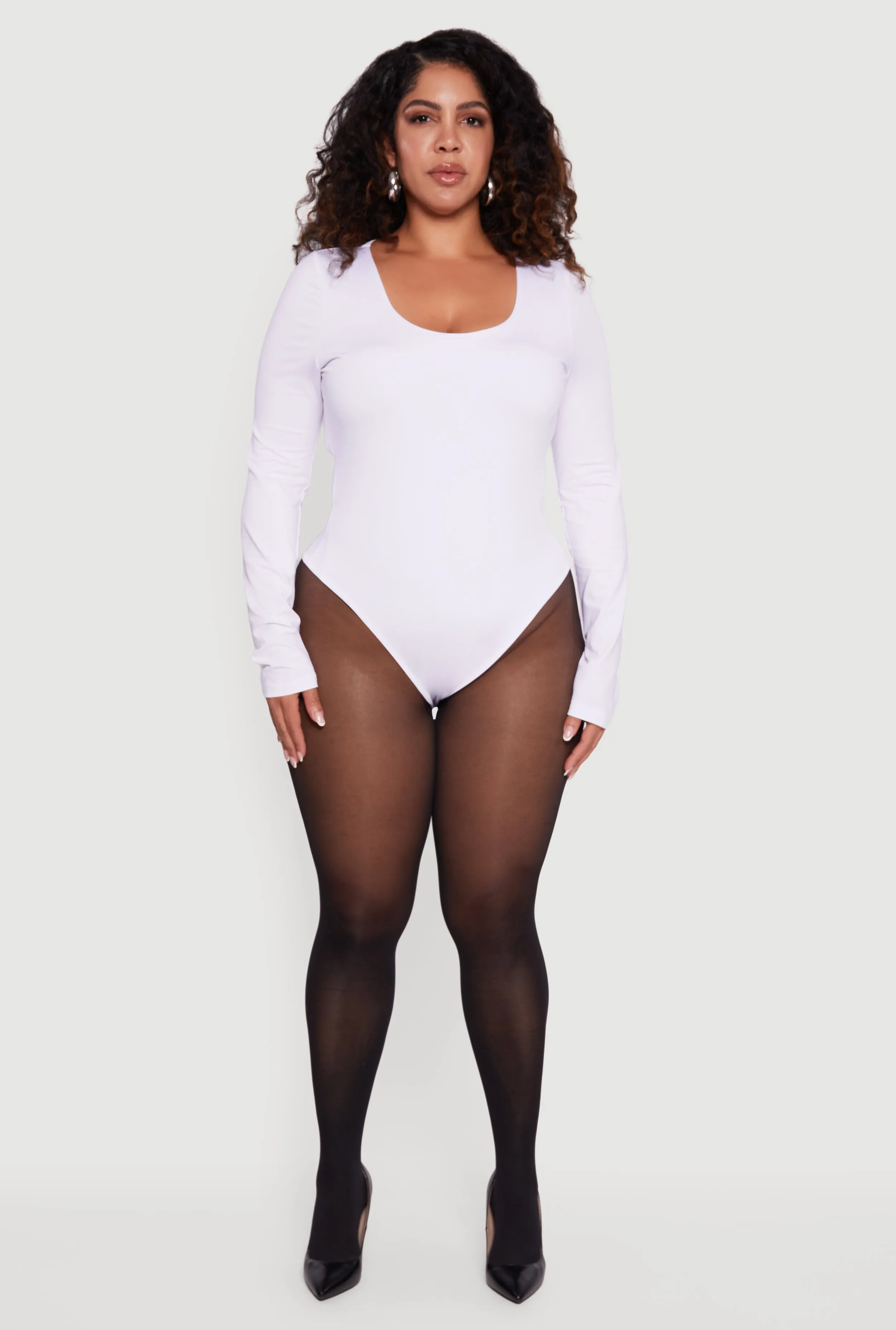 Plus Size Long Sleeve Scoop Neck Bodysuit sold by Rainbow product image thumbnail 3