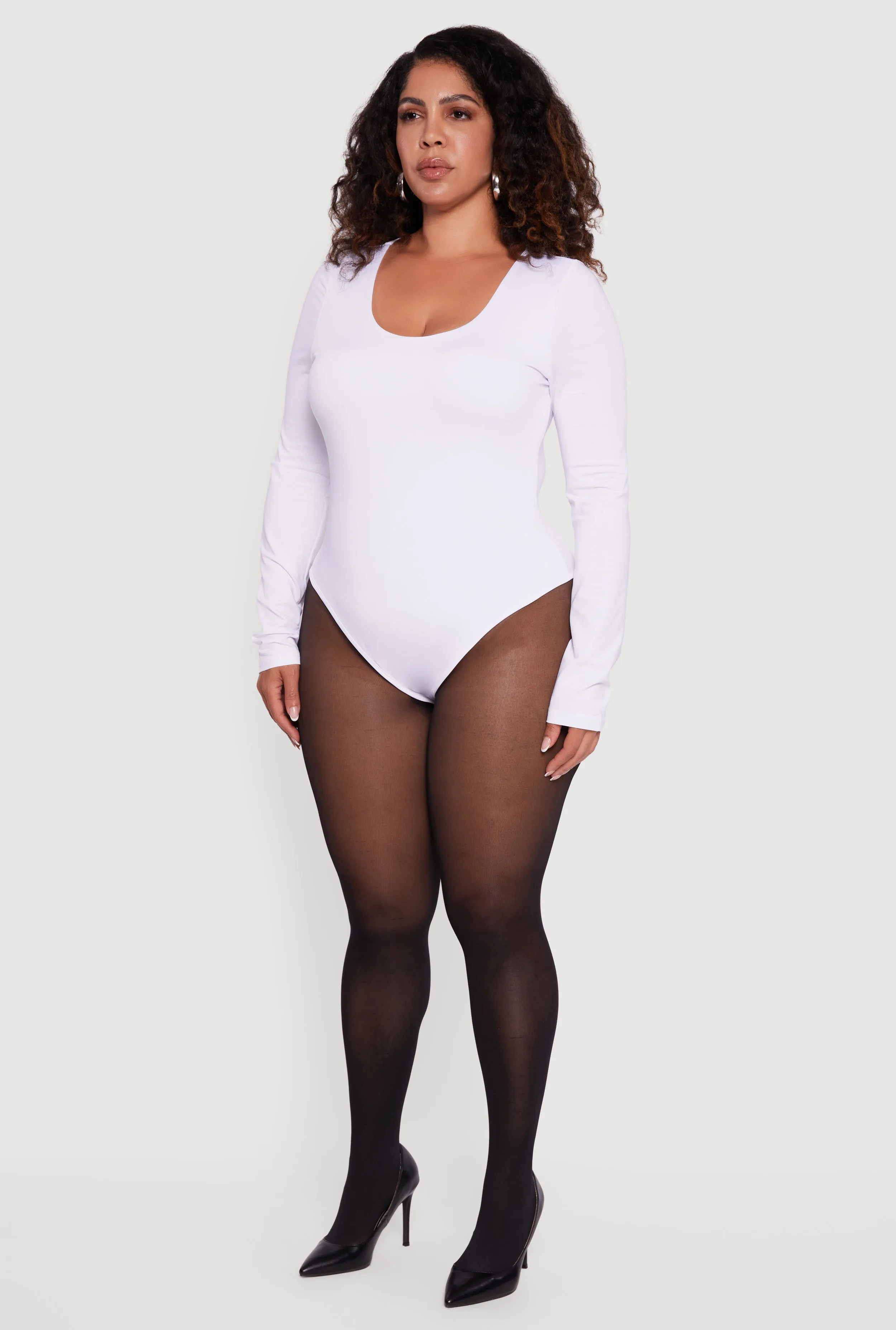 Plus Size Long Sleeve Scoop Neck Bodysuit sold by Rainbow product image thumbnail 5