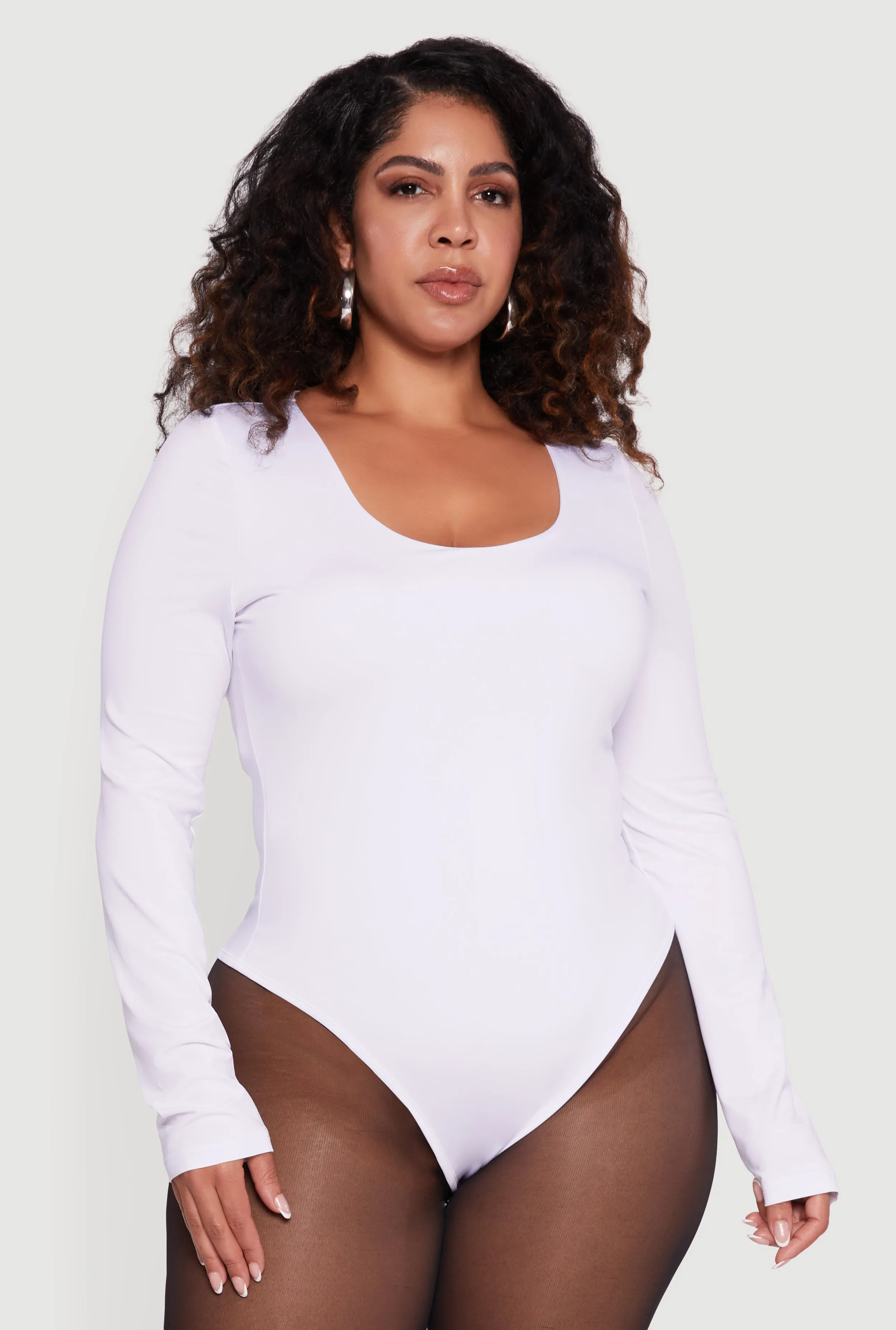 Plus Size Long Sleeve Scoop Neck Bodysuit sold by Rainbow product image thumbnail 2